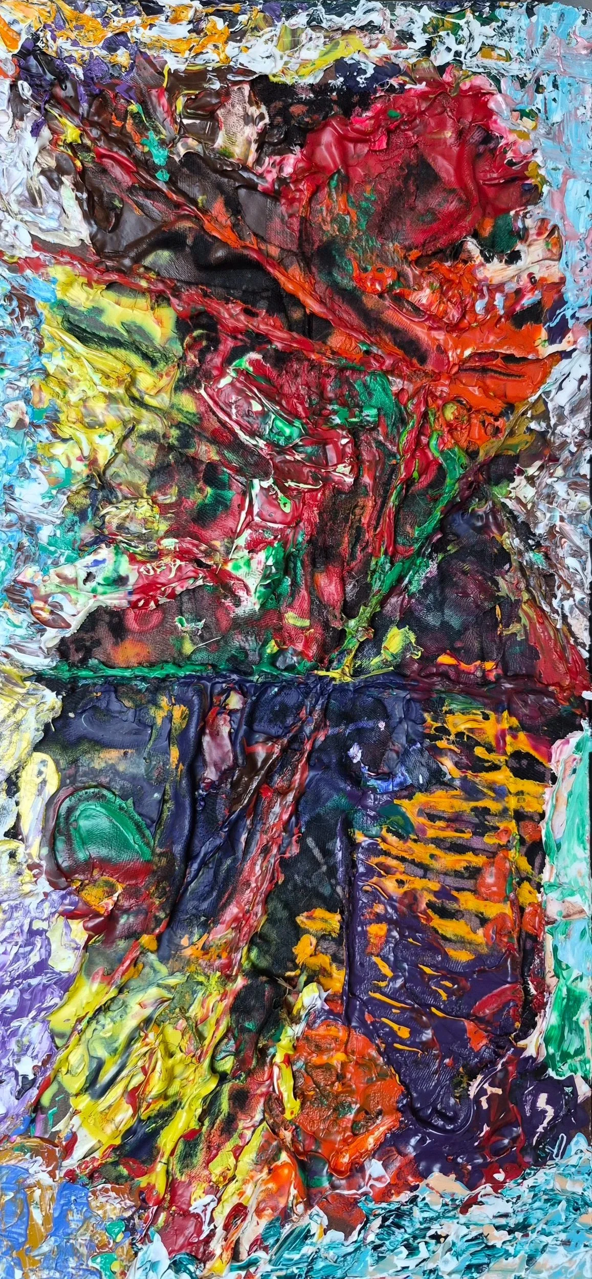 Oratorio No. 22 - Final (2026) | 12" x 6" 
Acrylic on Linen/Media on Hardboard