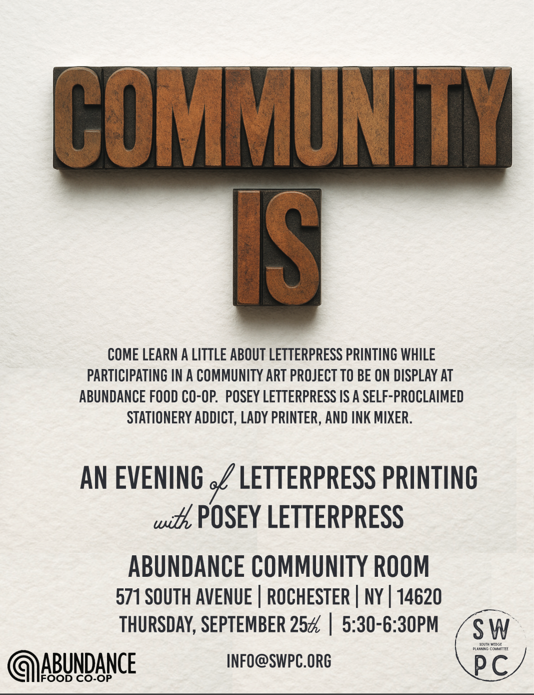 SWPC Arts: Letterpress Workshop