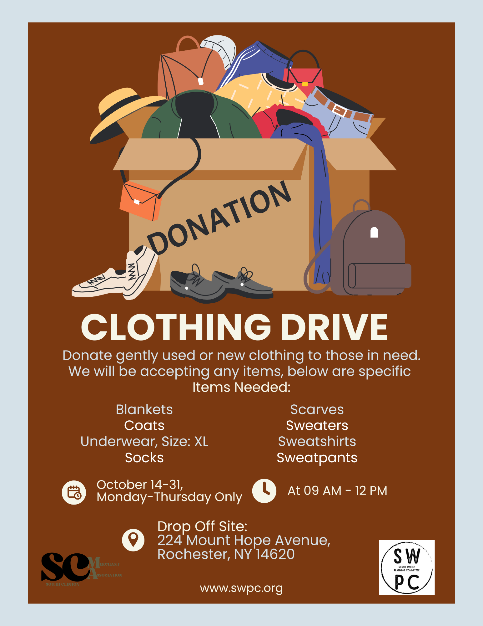 Clothing Drive for SWPC by South Clinton Merchant Association
