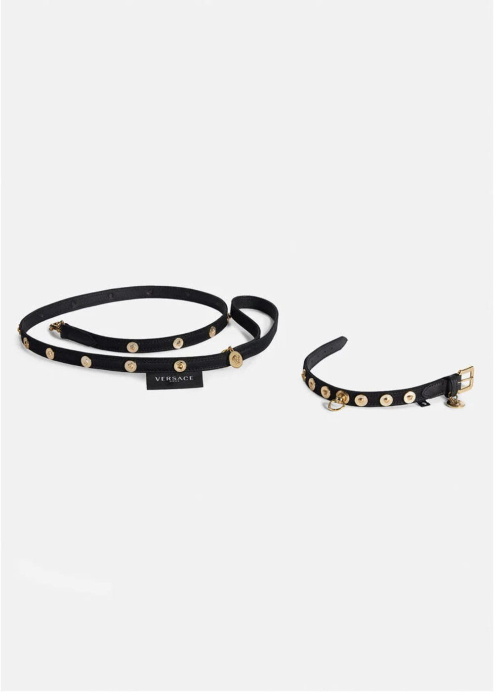 Versace Black Medusa Leather Dog Collar