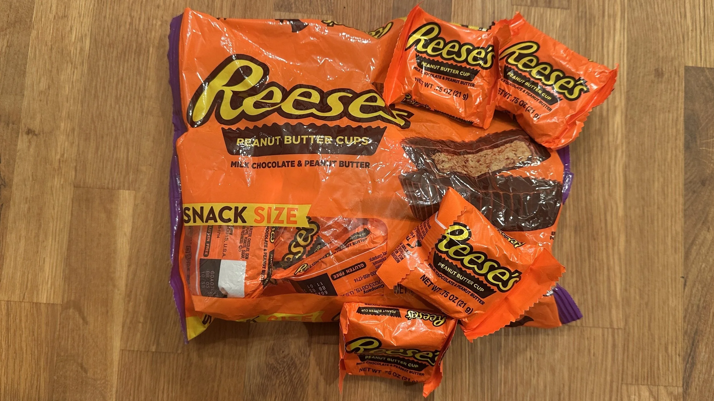 a bag of reese's peanut butter cups