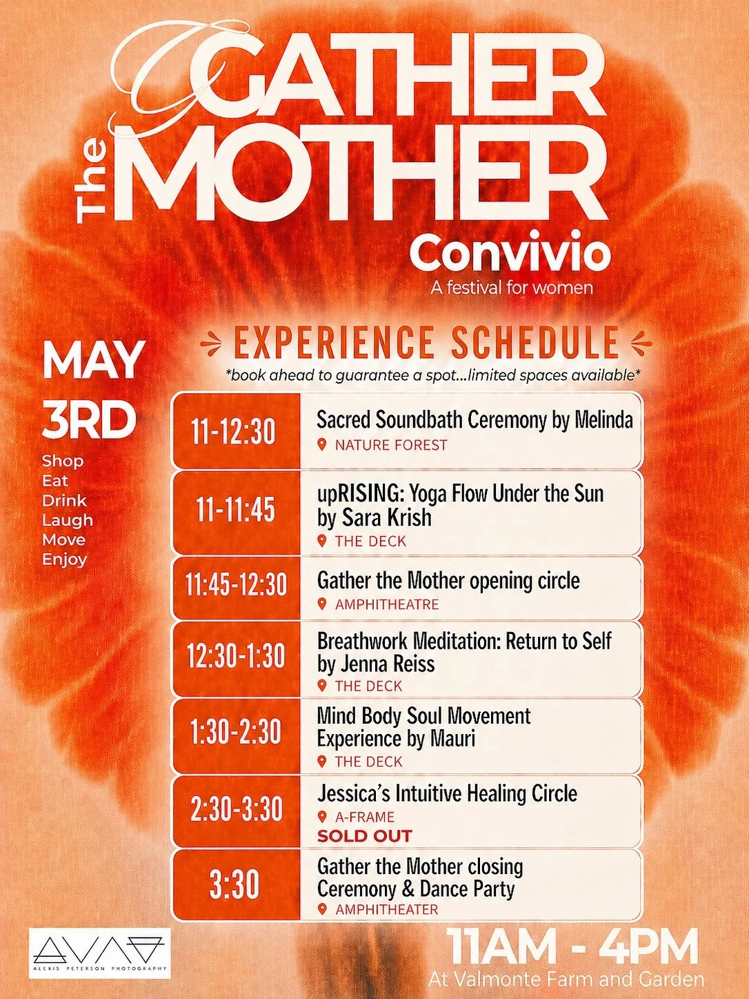 Convivio schedule and lineup for experiences, classes, circles and ceremonies is up!! 

We want to book every single one of these offerings, they are SO GOOD. 🔥 Tickets are selling quickly so be sure to snag your seat at one of these experiences bef