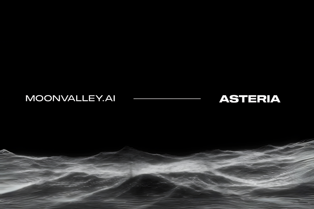 Logos for Moonvalley and Asteria, co-hosts of the AI Immersion Event where Nolan Heimann partner Mishawn Nolan spoke on legal and ethical implications of artificial intelligence in entertainment.