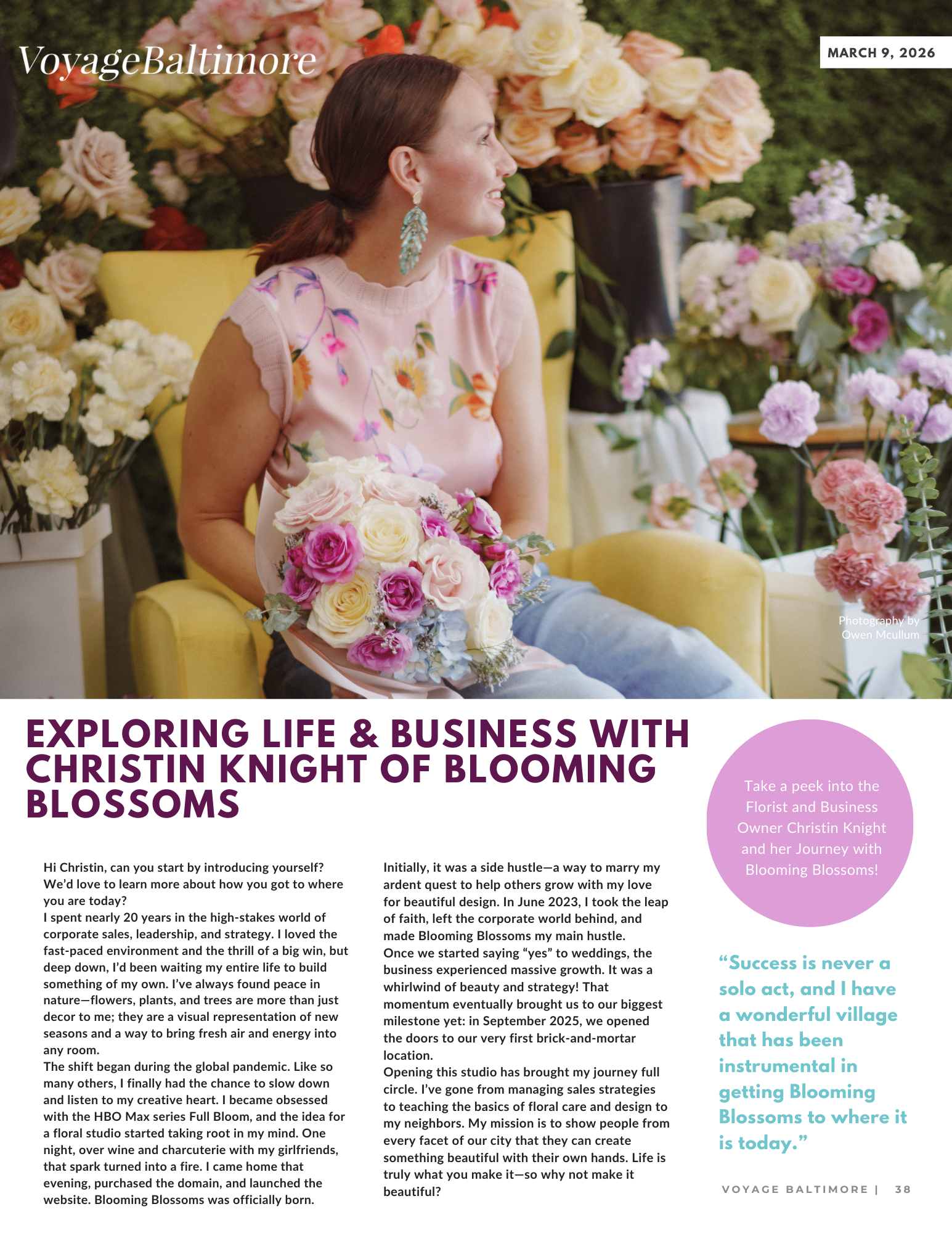Blooming Blossoms Featured on Voyage Baltimore!