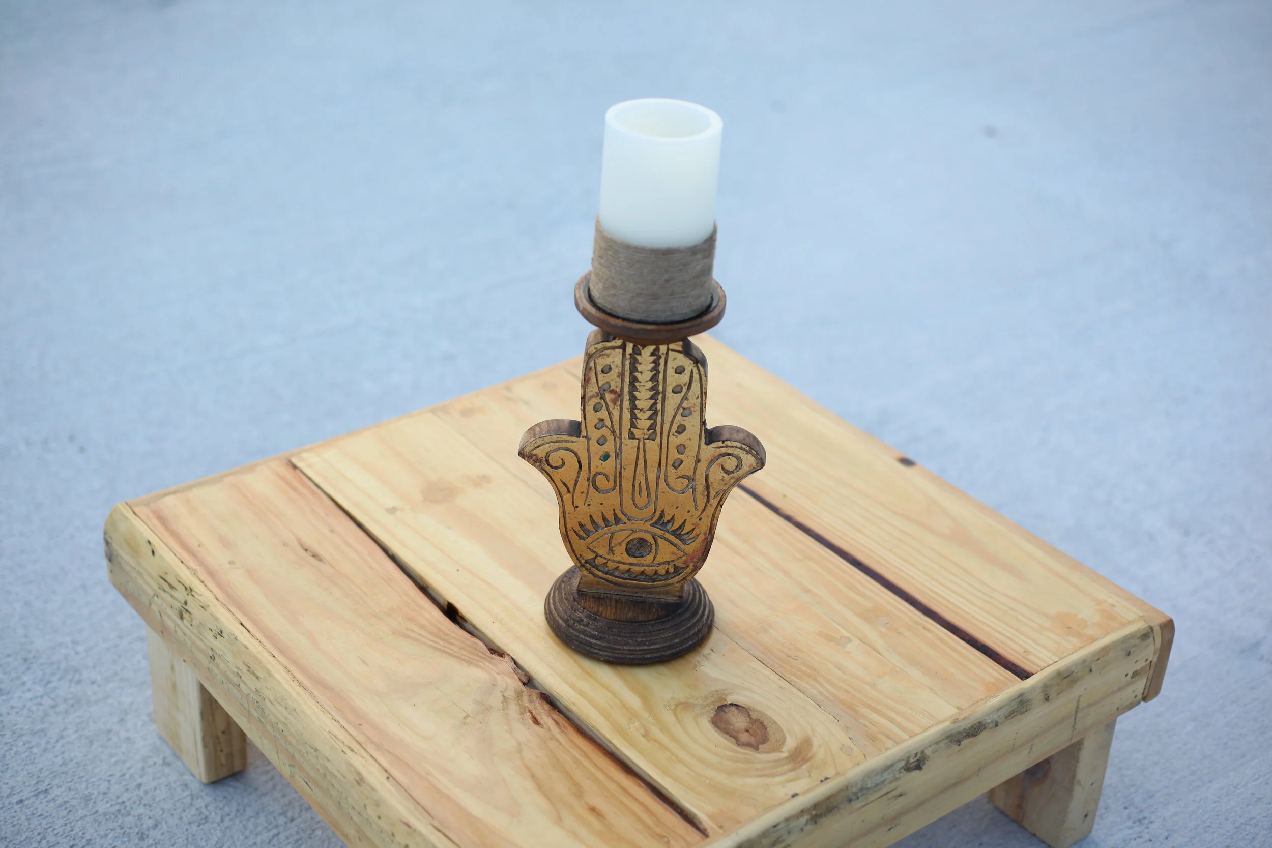 Golden Wood Candle Set