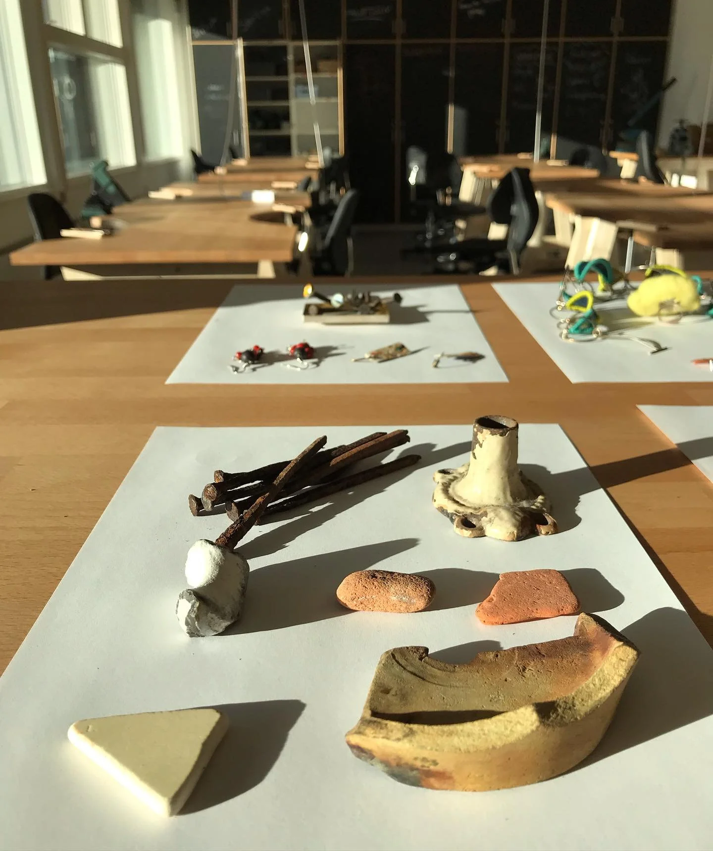 Snapshot from the jewellery workshop at Silkeborg H&oslash;jskole this afternoon where my students started working on new projects incorporating found objects and alternative materials - can&rsquo;t wait to see what they are coming up with!

#jewelle