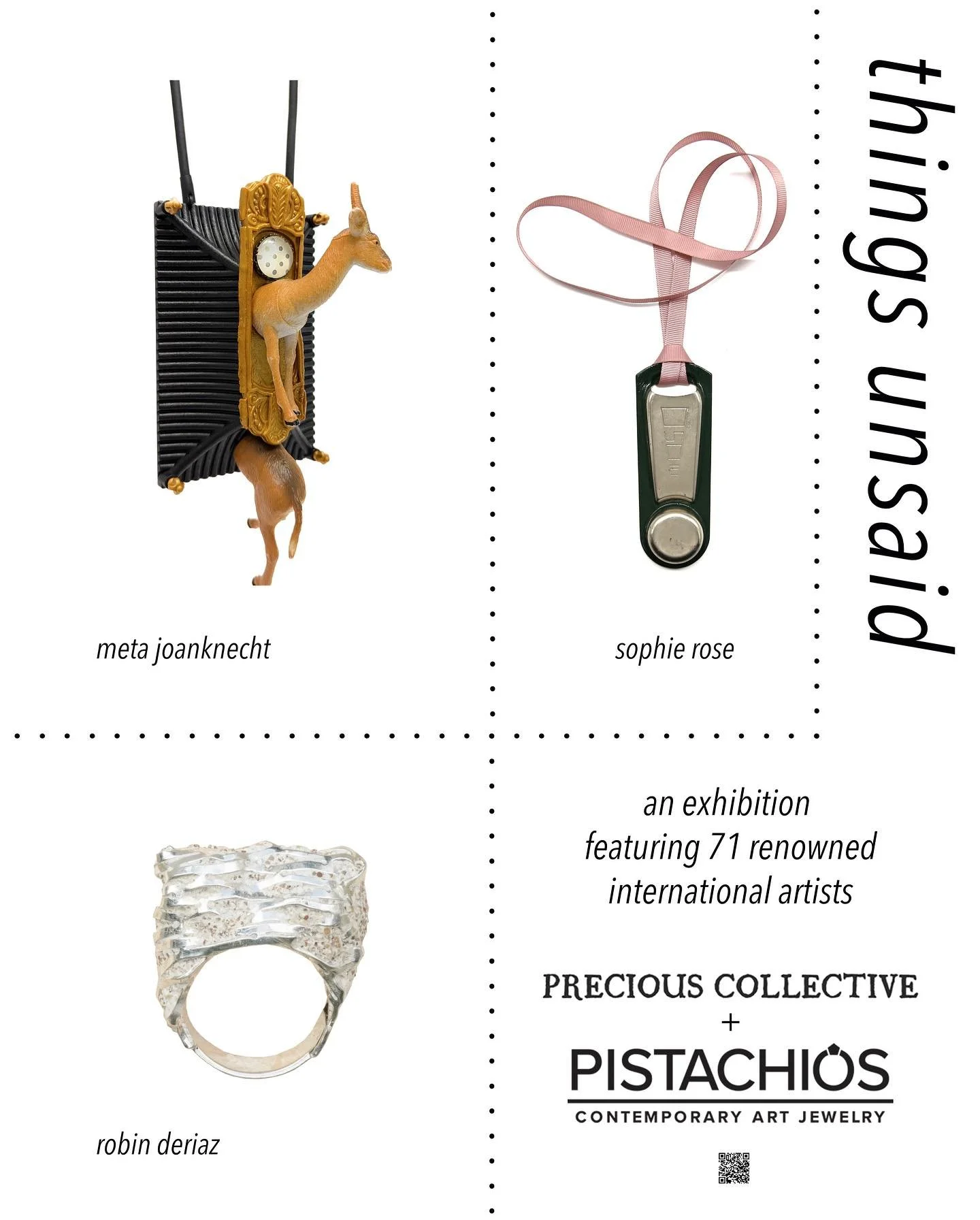 I am so excited to be selected with three pieces for the exhibition &lsquo;things unsaid&rsquo; hosted by Precious Collective and Pistachios Jewelry Gallery during Munich Jewellery Week, March the 5th-8th! 🤩🙏 

I can&rsquo;t wait to see all these f