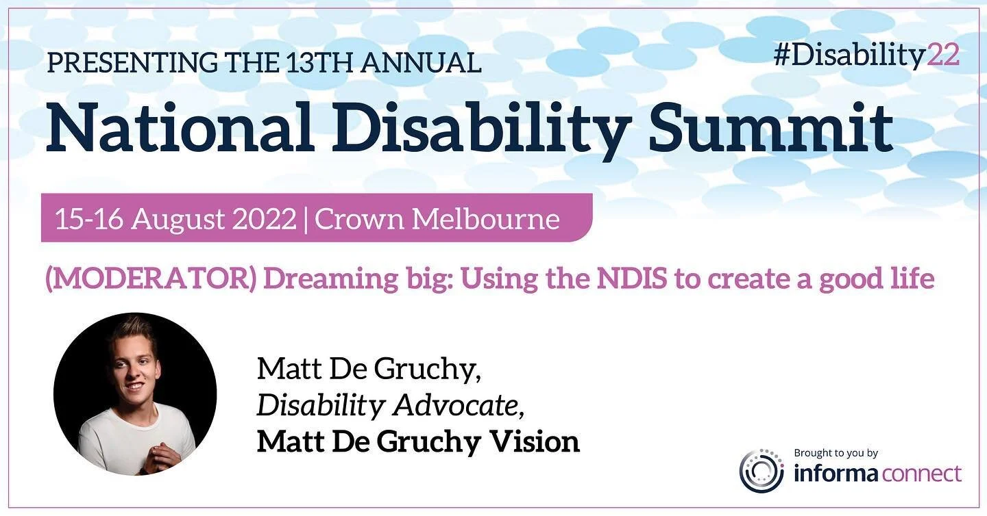 I&rsquo;m excited to be speaking at National Disability Summit in Melbourne on the 15th-16th August. Hope you can join me. #disability22