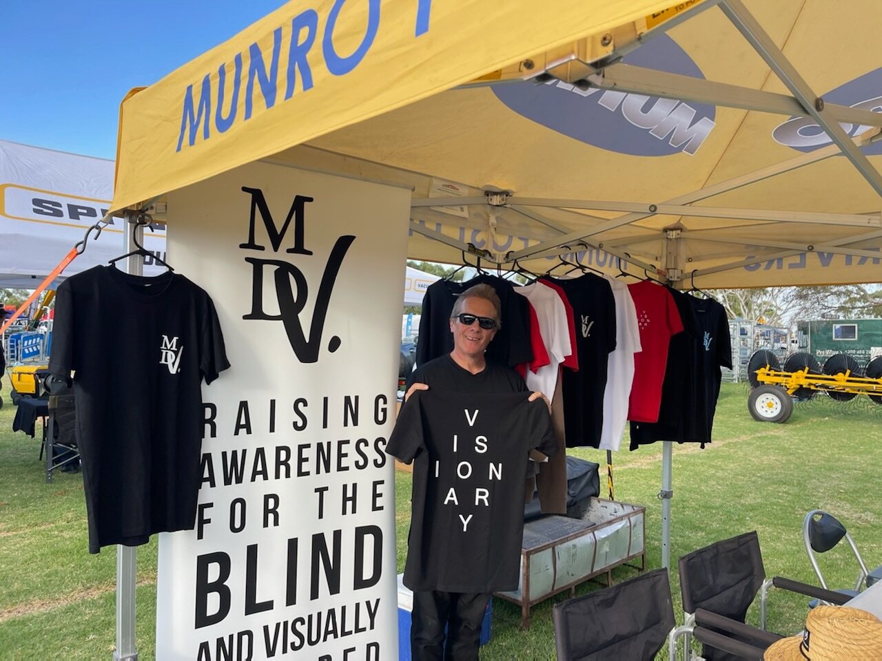G&rsquo;day everyone, Today Mum &amp; Dad are set up at the South East Field Days,  if your out &amp; about come say hi to Kim &amp; Craig 😃
MDV. - Raising awareness for the blind &amp; visually impaired.

📍 Located at Rex Stotten Machinery Sales s