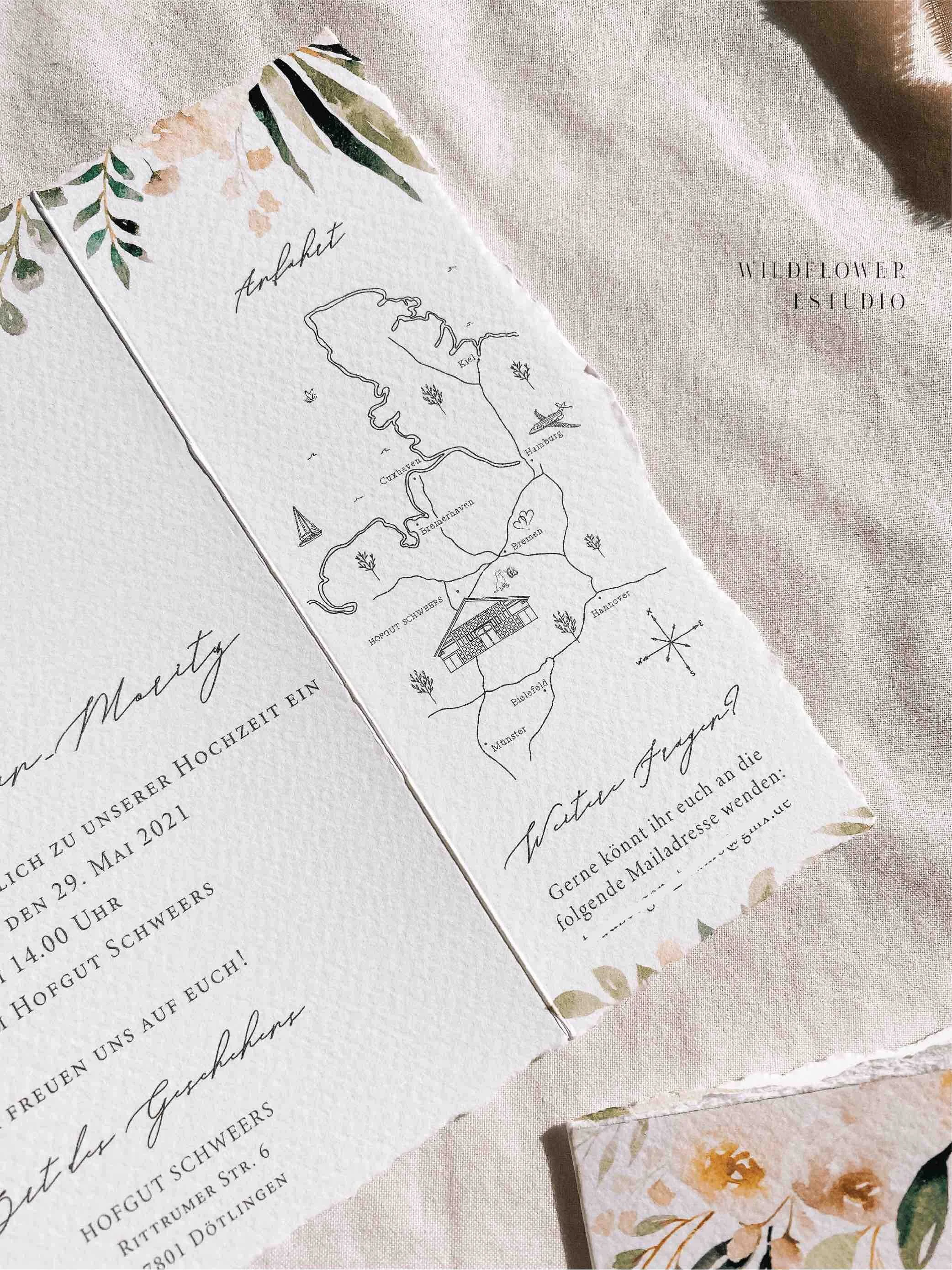 Custom Watercolor Wedding Map Invitation Design www.wildflowerestudio.com .jpg