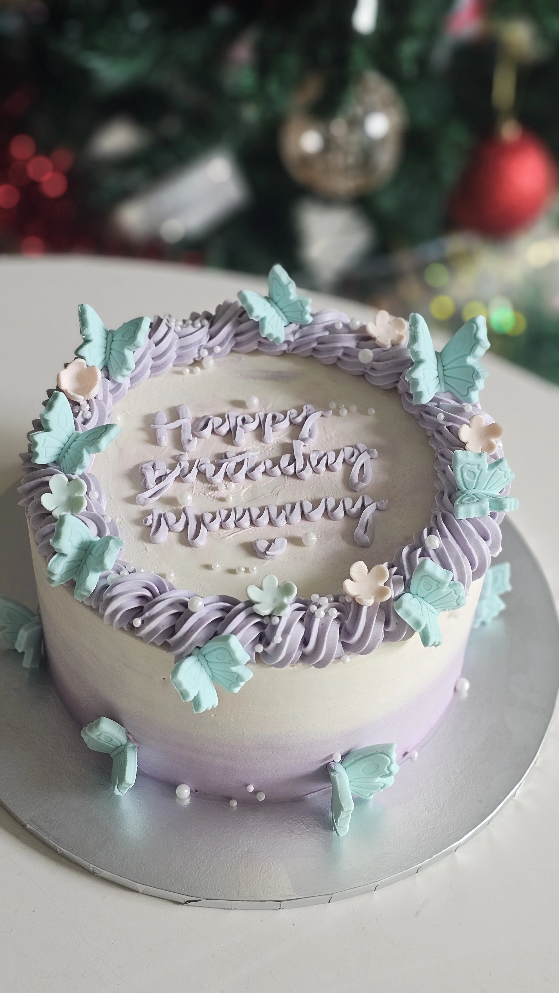 Butterfly Floral Birthday Cake – Blue Butterfly