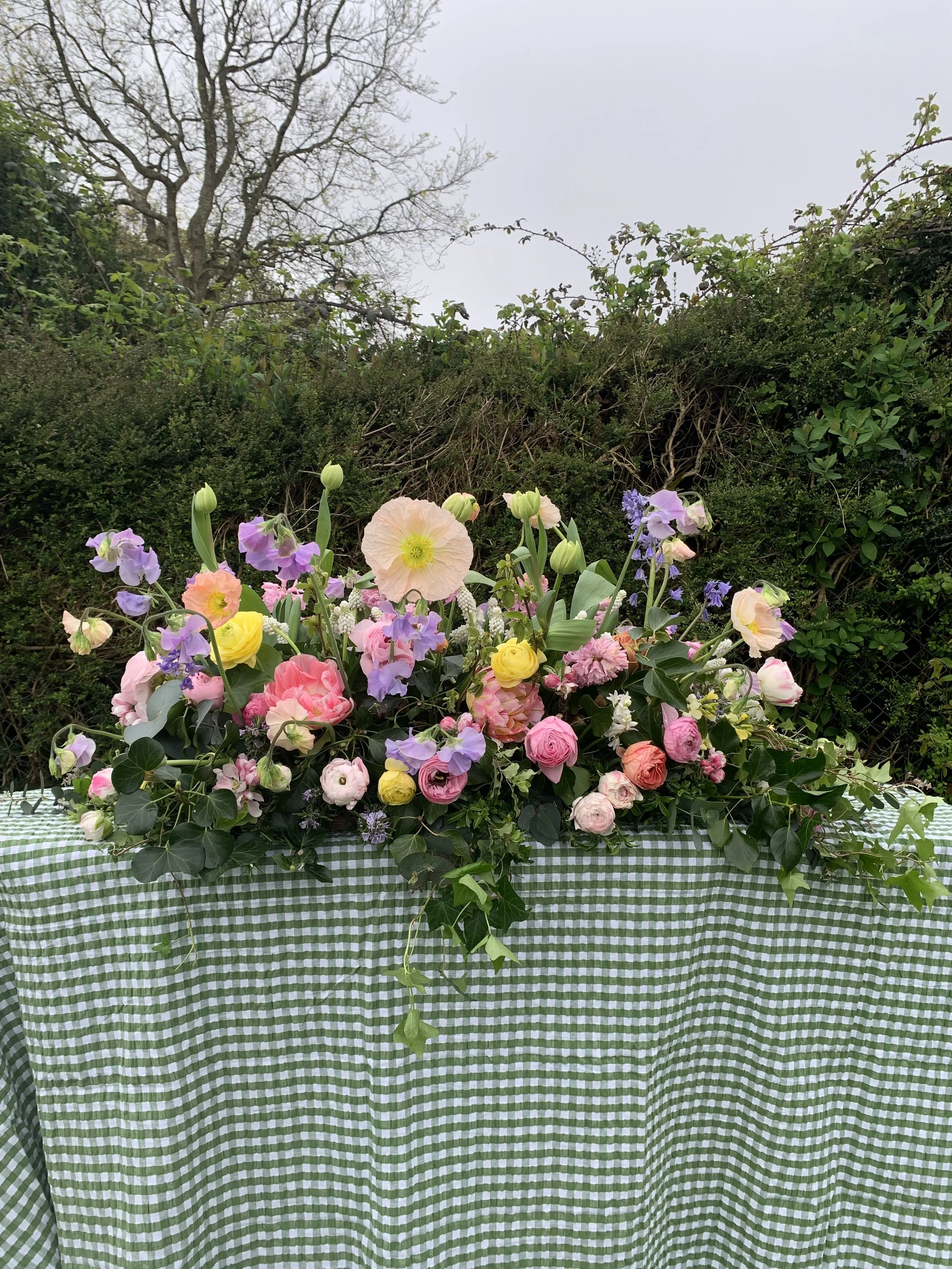 Wild spring meadow funeral flowers casket topper eco friendly funeral flowers Devon