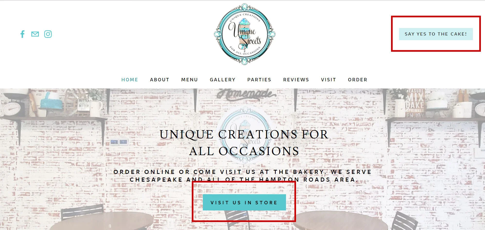 Unique Sweets custom Squarespace bakery website design by Kirsty M Design