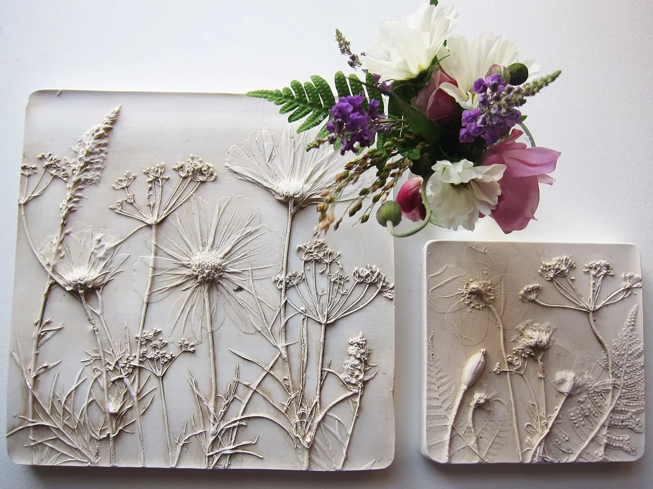 Flower Imprint Plaster Art