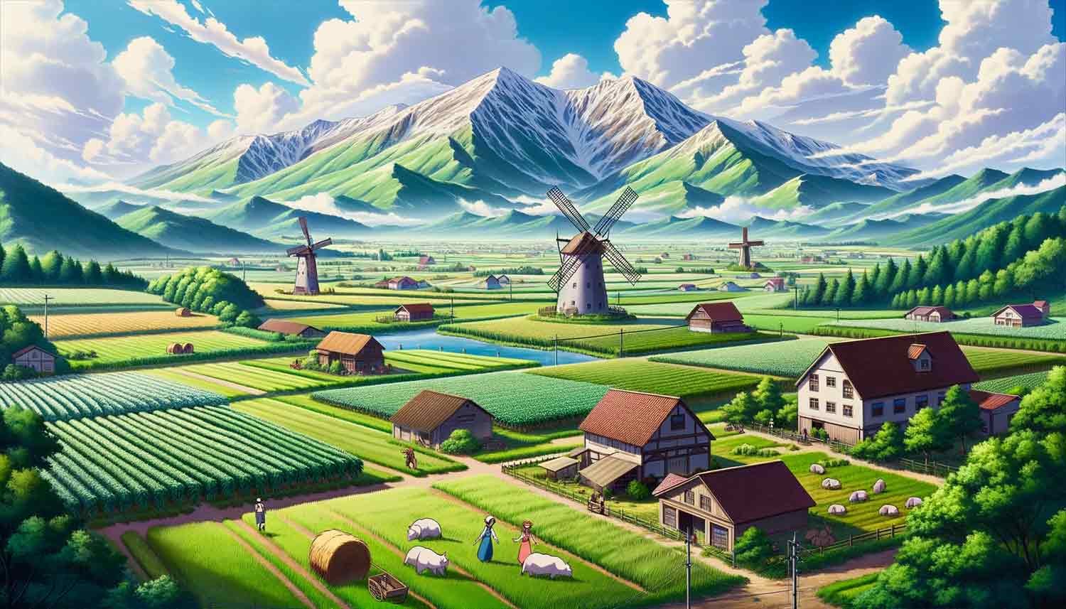 Anime Landscape: Cute Farm Field (Anime Background)-demhanvico.com.vn