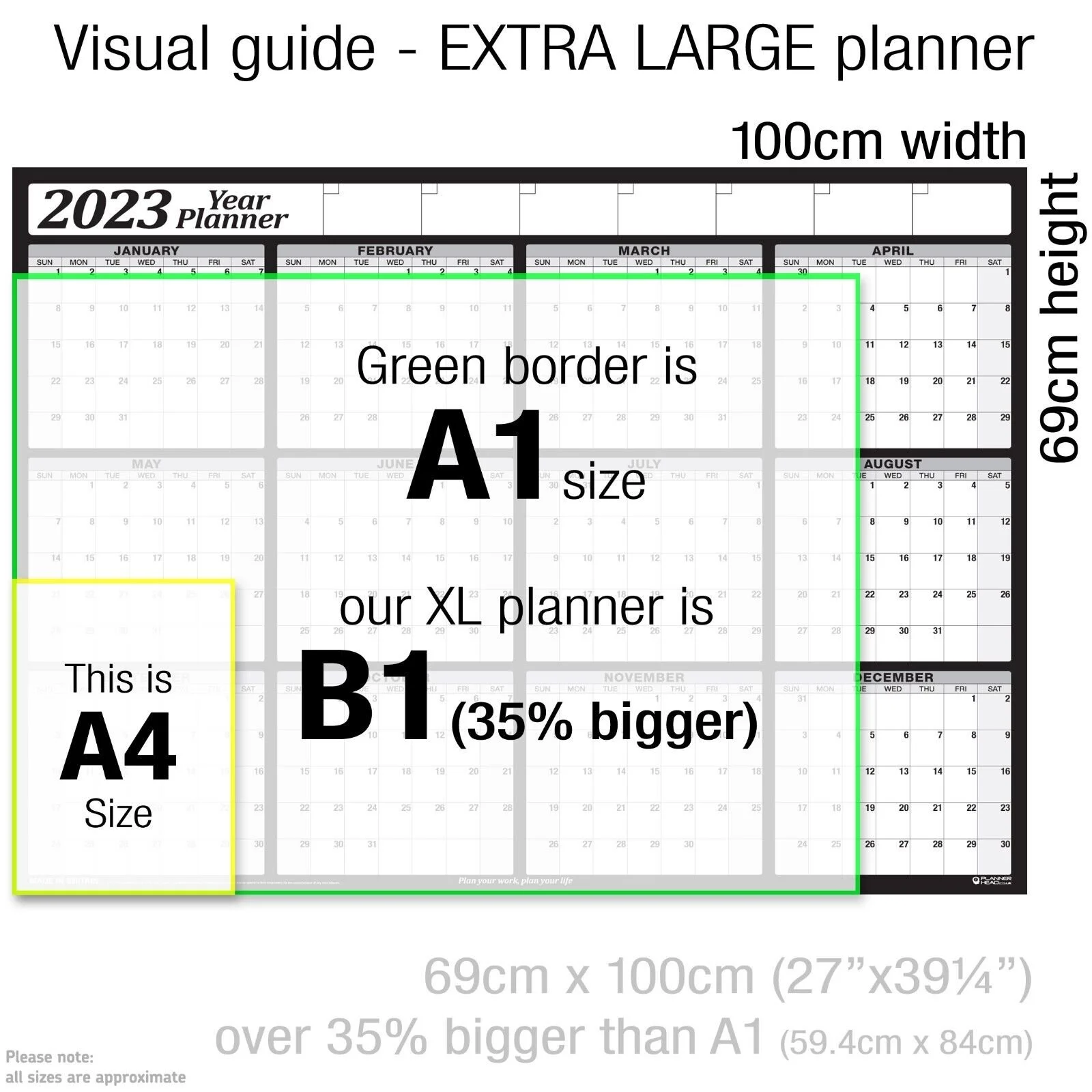 Wall Chart With Holidays 2026 Yearly Planner Annual Wall Chart Year ...