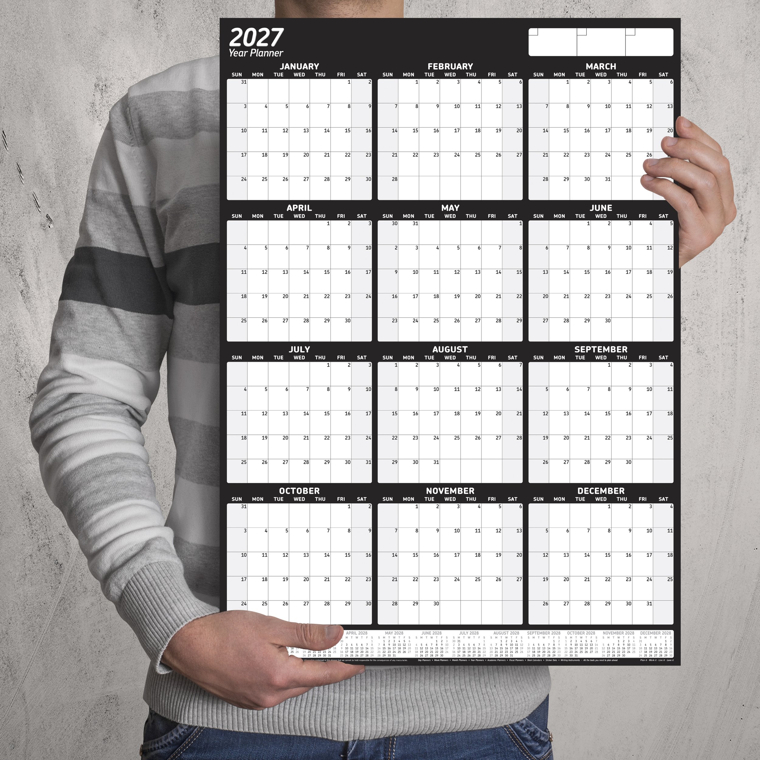 ✔2026 ✔2027 Portrait Wall Planner / Calendar / Chart