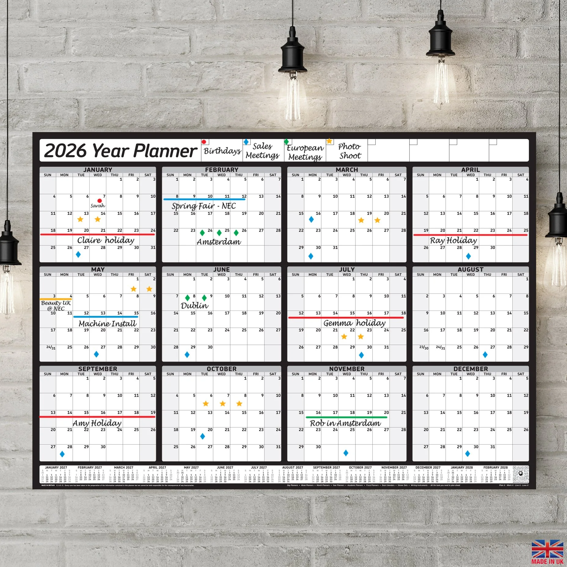 ✔2026 ✔2027 Wall Calendar  - 12 Months Chart