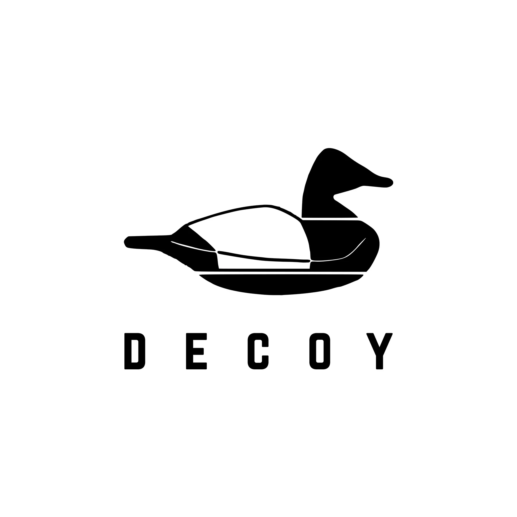 Decoy brand circular logo featuring black duck waterfowl silhouette and bold lettering