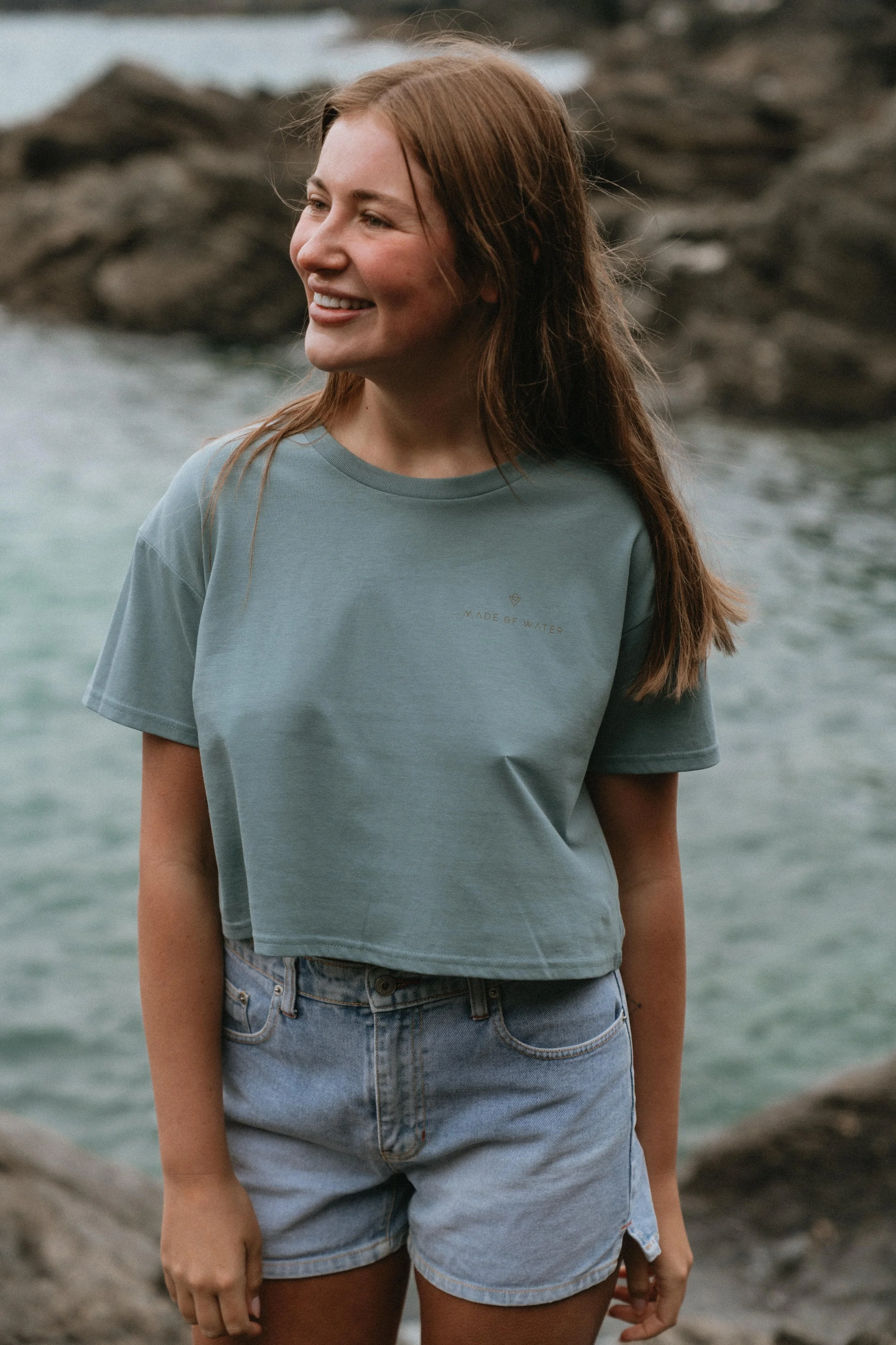 Made of Water | Cropped T-Shirt for Women - Marine Blue - Combed Cotton
