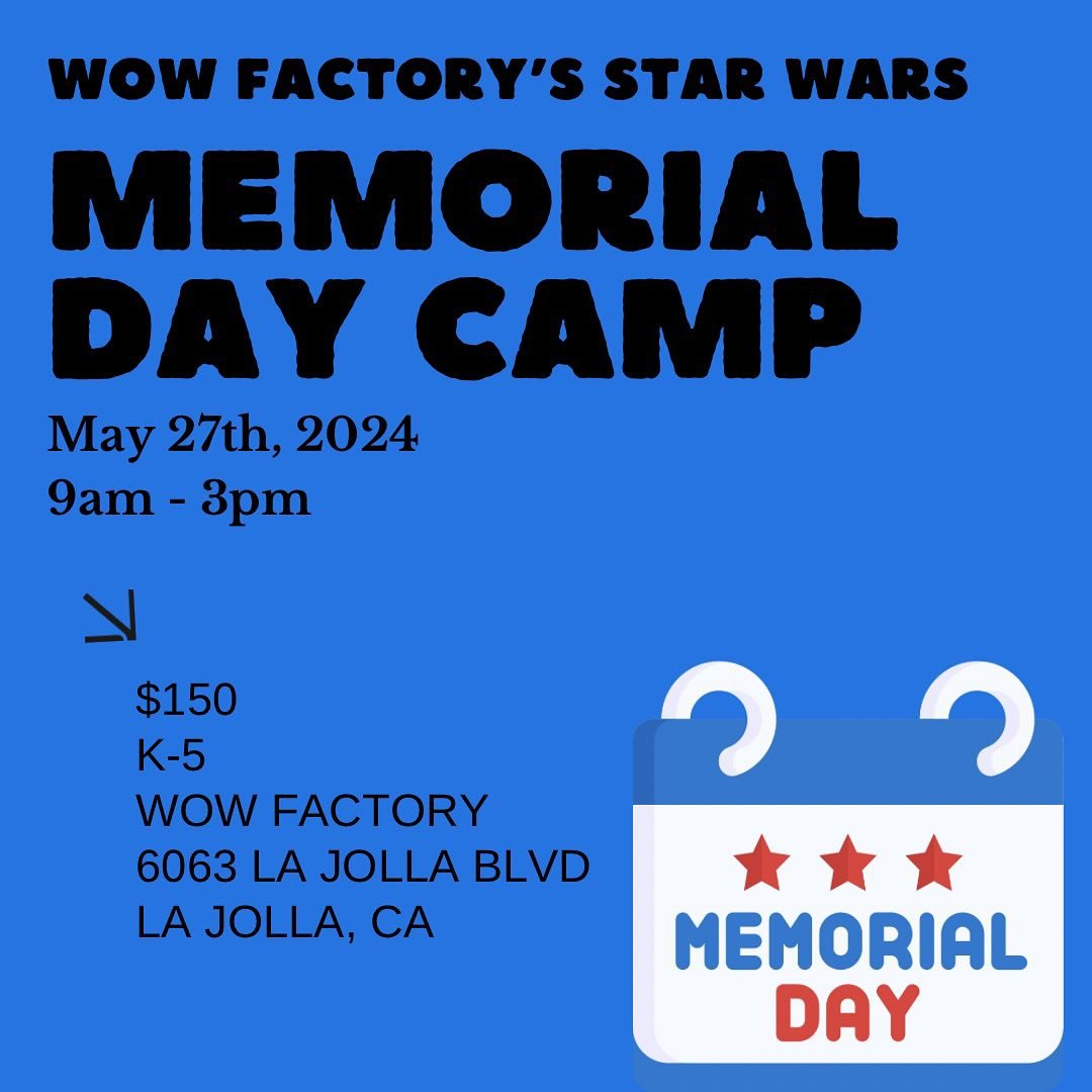 Our Star Wars Memorial Day Camp is live! Get registered at wholechildsd.com before it fills up