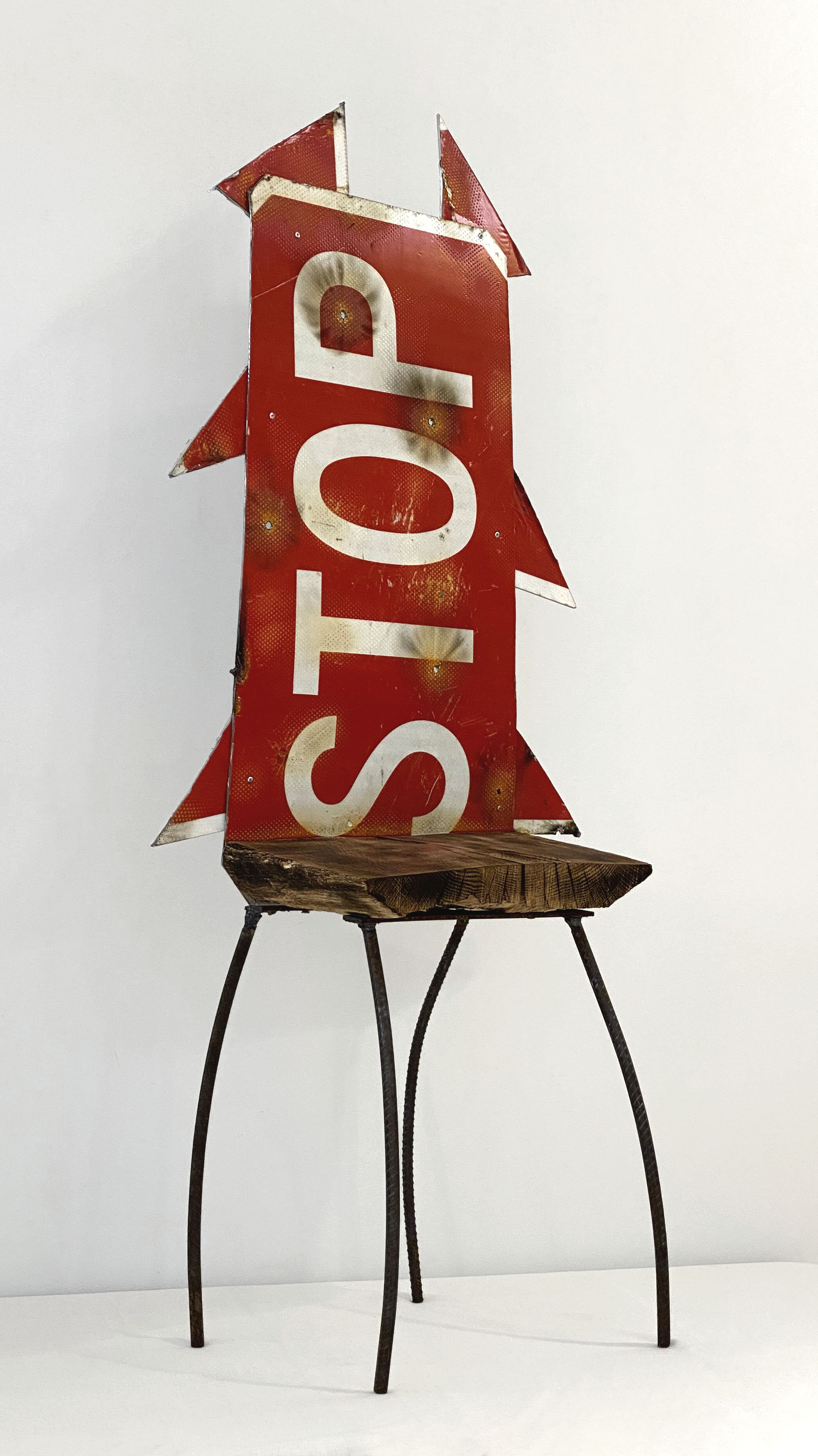 "STOP"
Oak, Rebar, & Salvaged Stop Sign
