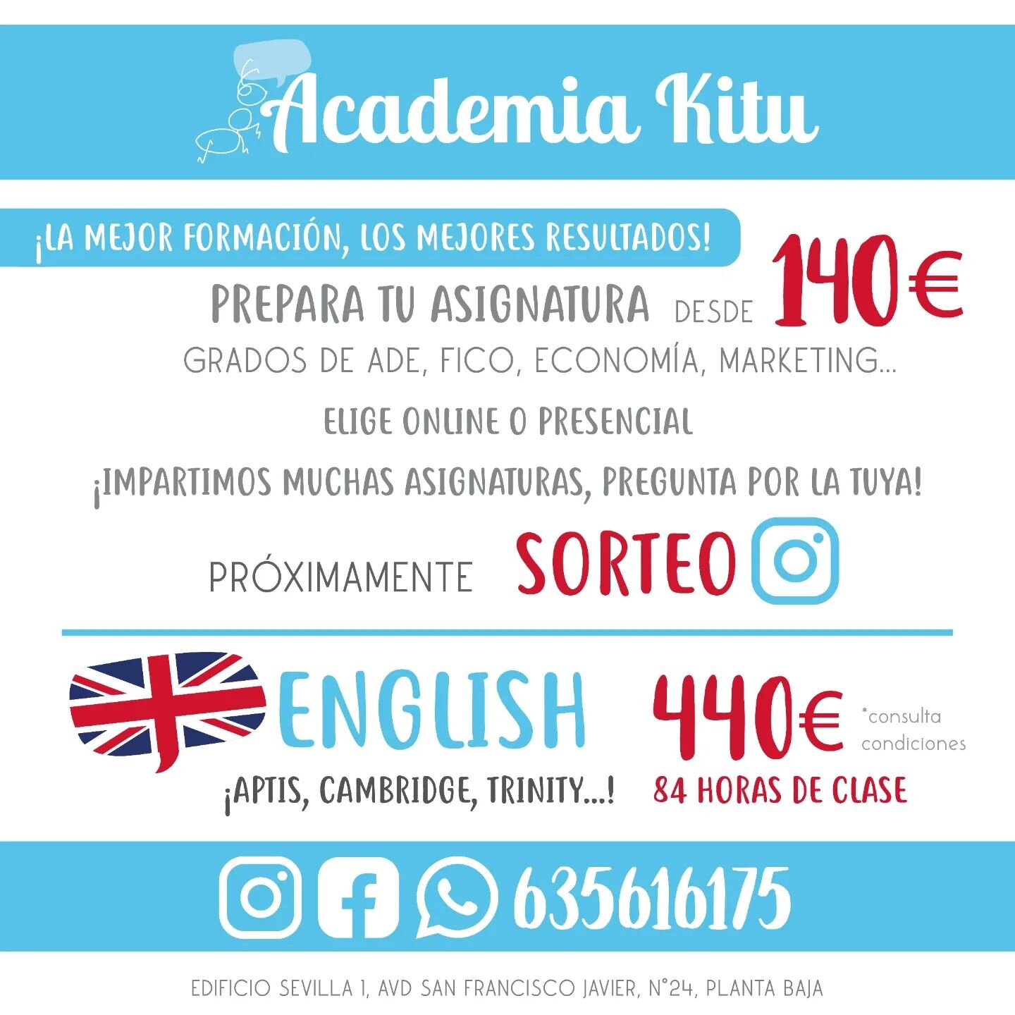 👩🏽&zwj;🎓👨🏻&zwj;🎓ABIERTO PLAZO DE RESERVA 💙🐜
🤩Dada la alta demanda que estamos teniendo y que os preocupa quedaros sin plaza, abrimos plazo de reserva!🥳

〰️ Ya puedes reservar plaza tanto en nuestros cursos de ingl&eacute;s, como en nuestros