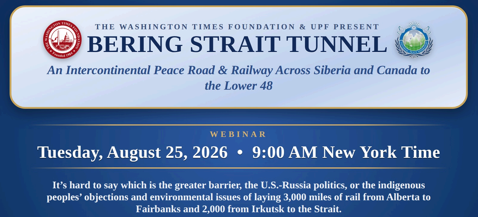 Bering Strait Tunnel Webinar Advances the Peace Road Vision