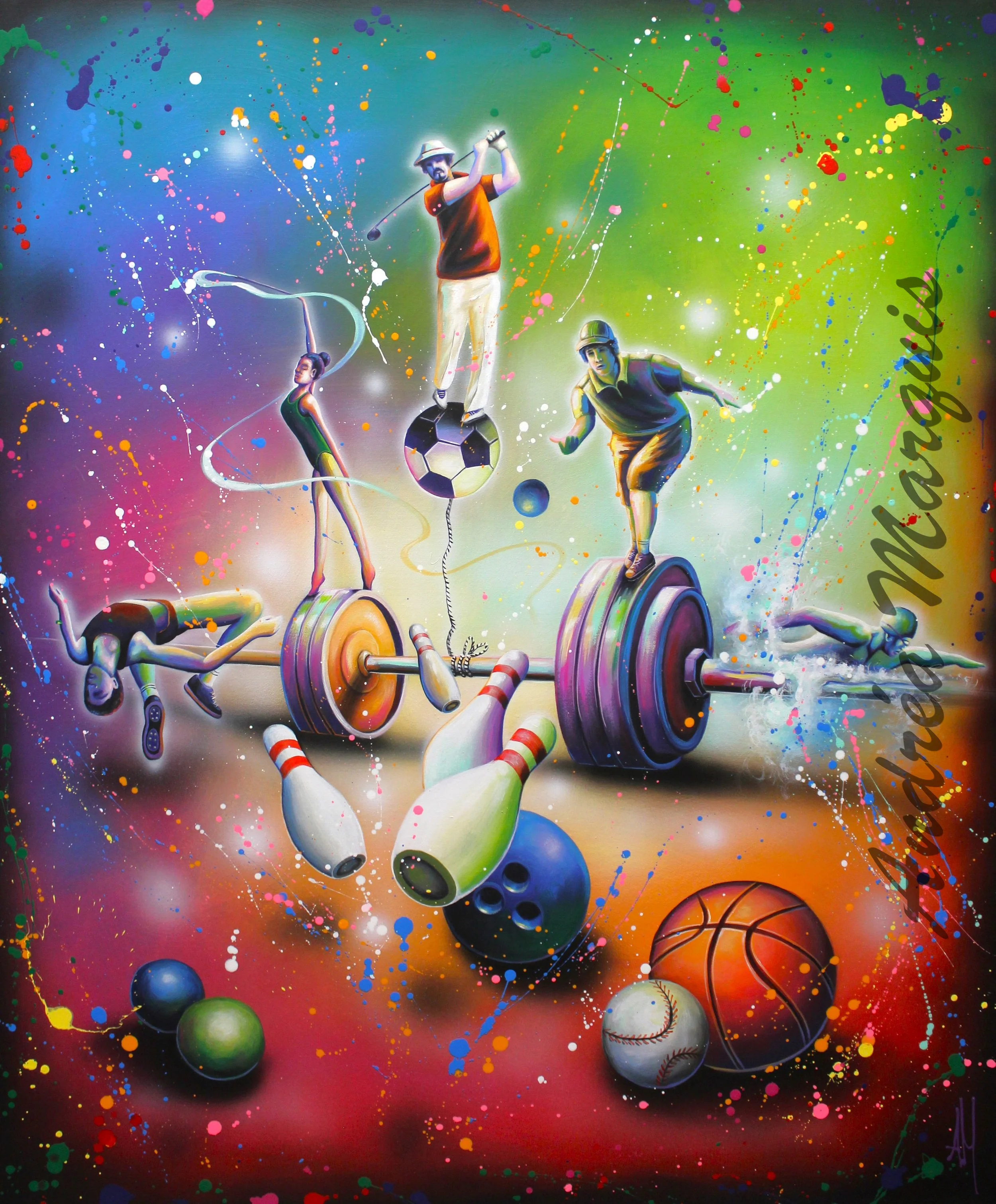 Une explosion d'athlètes uniques! 36''x 30''