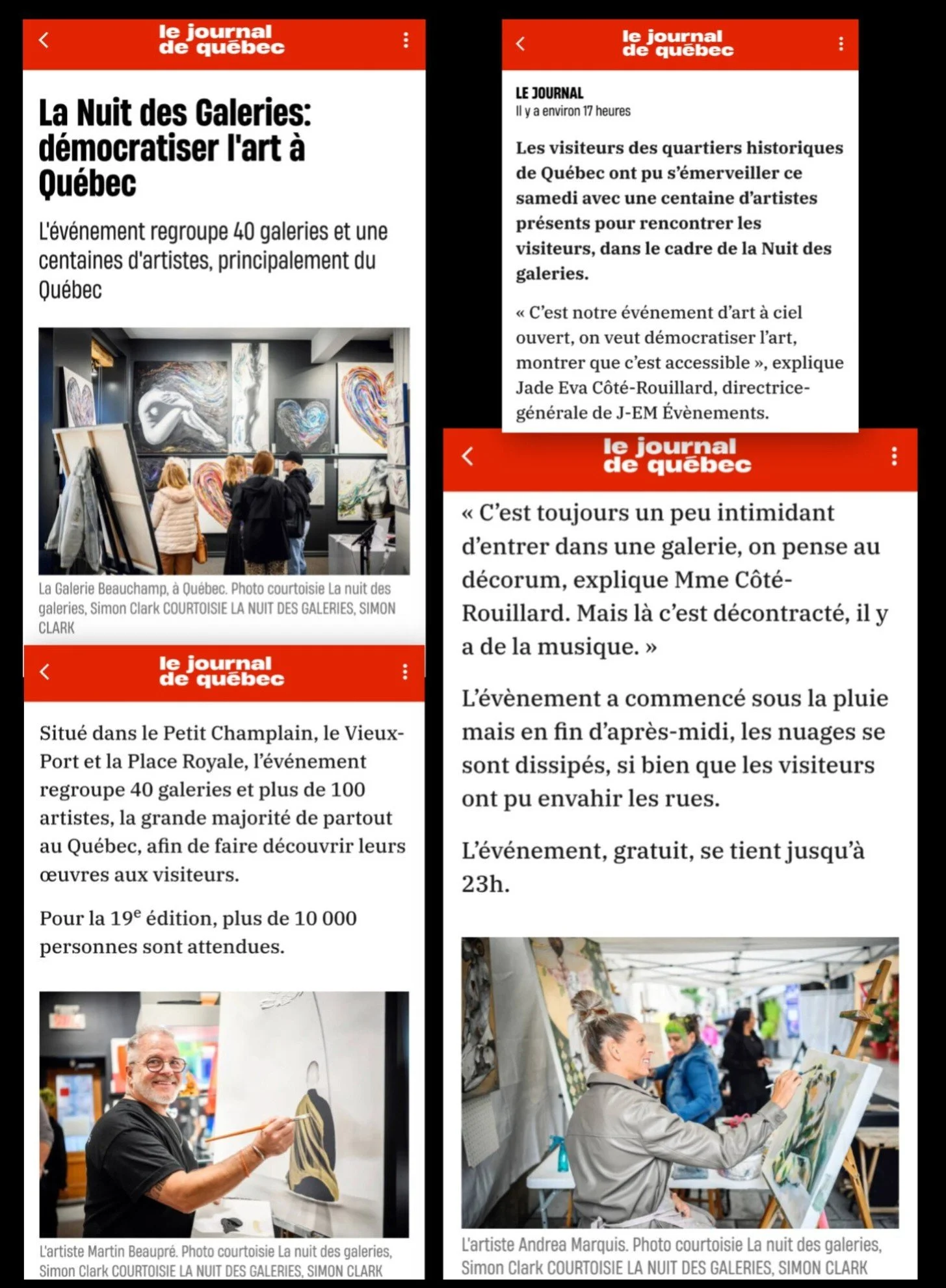 Journal de Québec, Nuit des galeries, Vieux Québec, septembre 2025