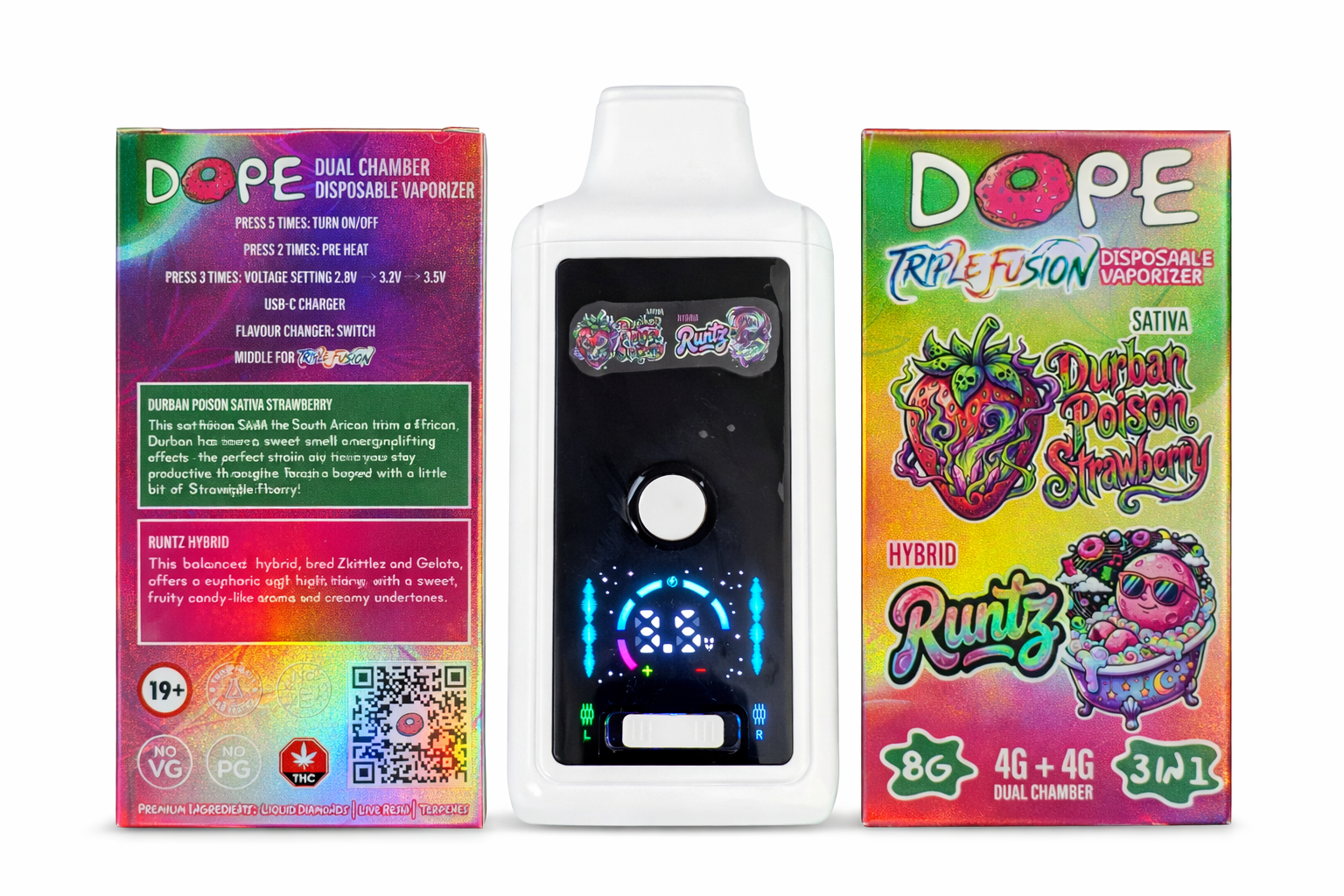 DOPE 8G VAPES - DURBAN POISON STRAWBERRY & RUNTZ