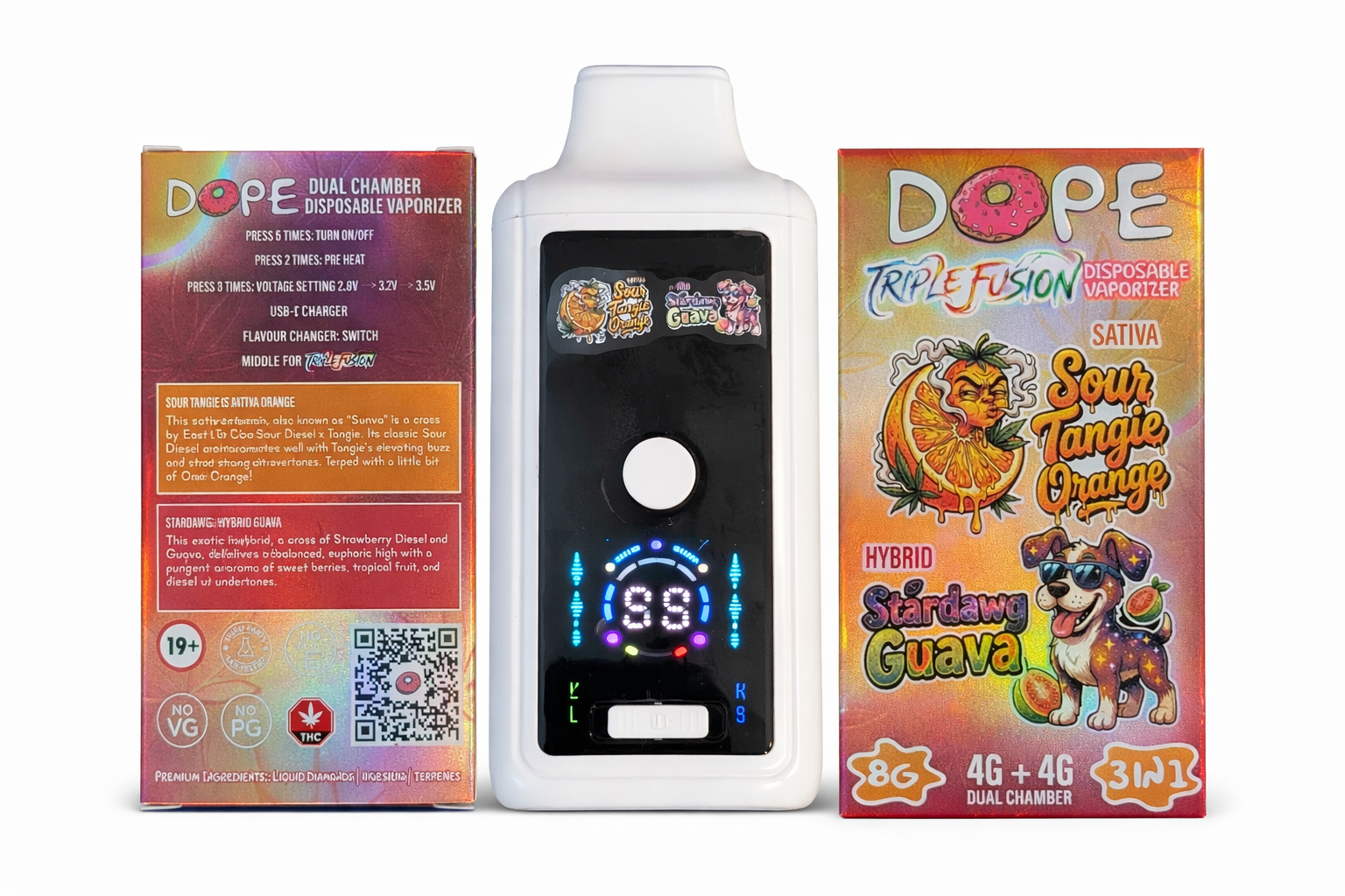 DOPE 8G VAPES - SOUR TANGIE ORANGE & STARDAWG GUAVA
