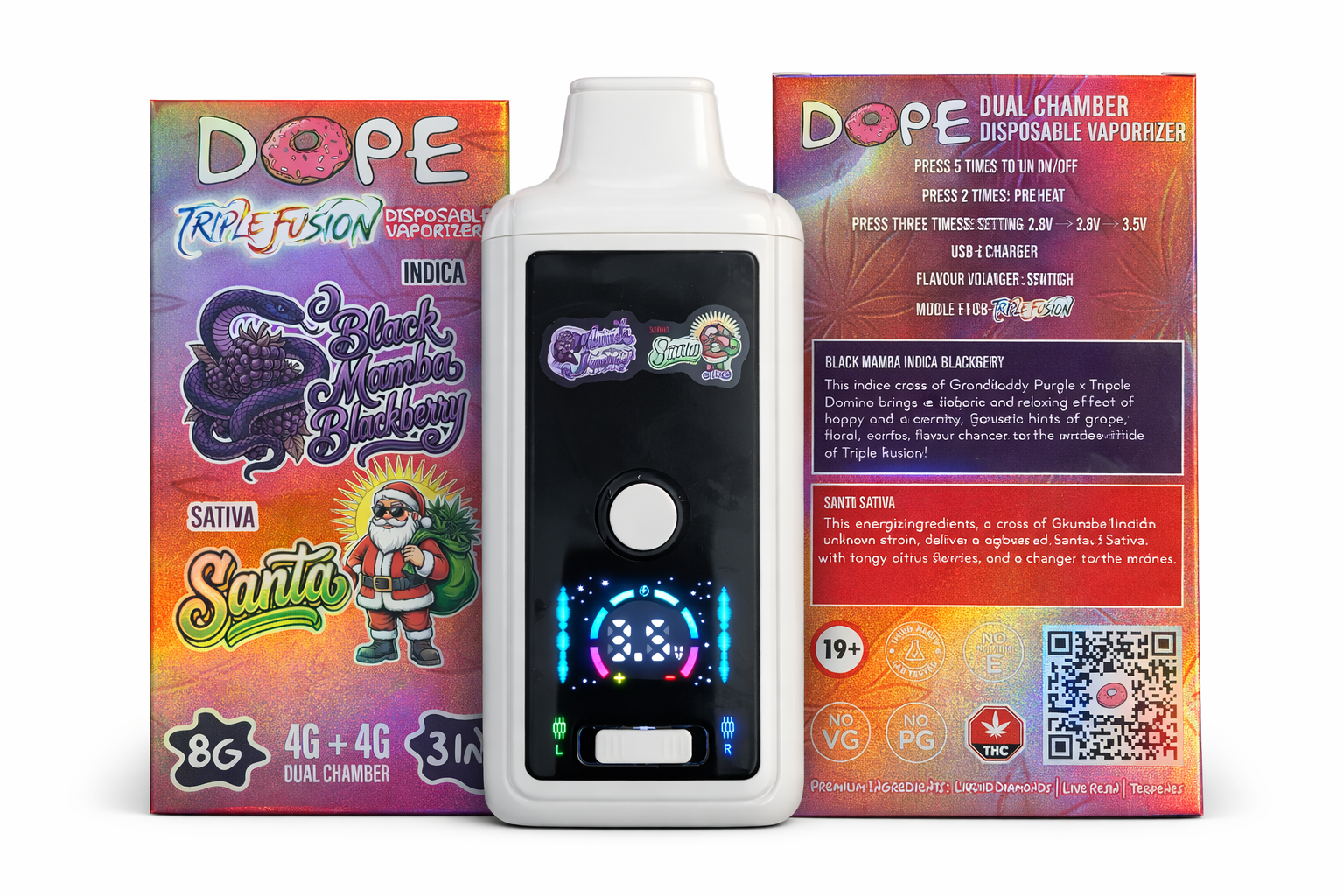 DOPE 8G VAPES - BLACK MAMBA BLACKBERRY & SANTA
