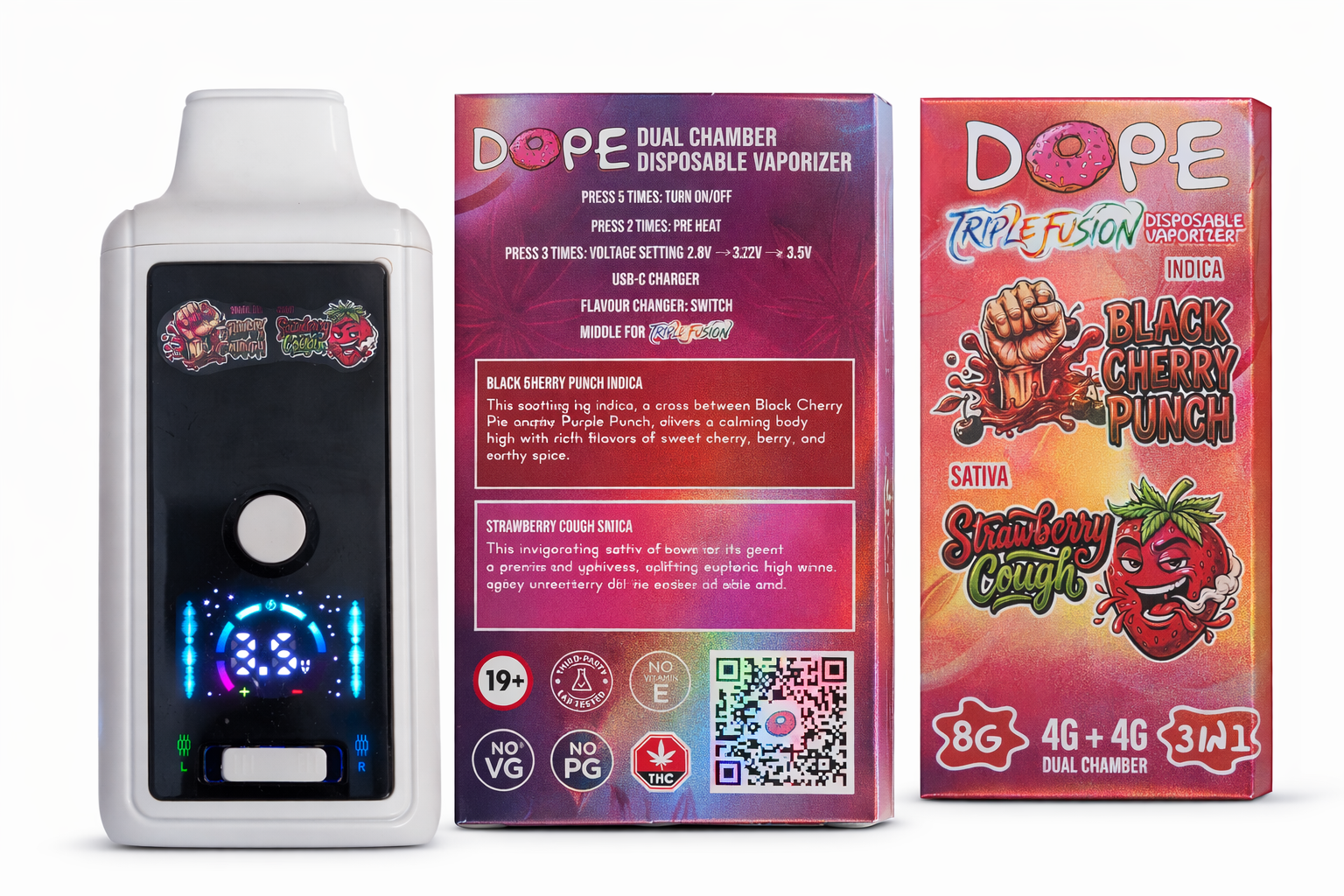 DOPE 8G VAPES - BLACK CHERRY PUNCH & STRAWBERRY COUGH