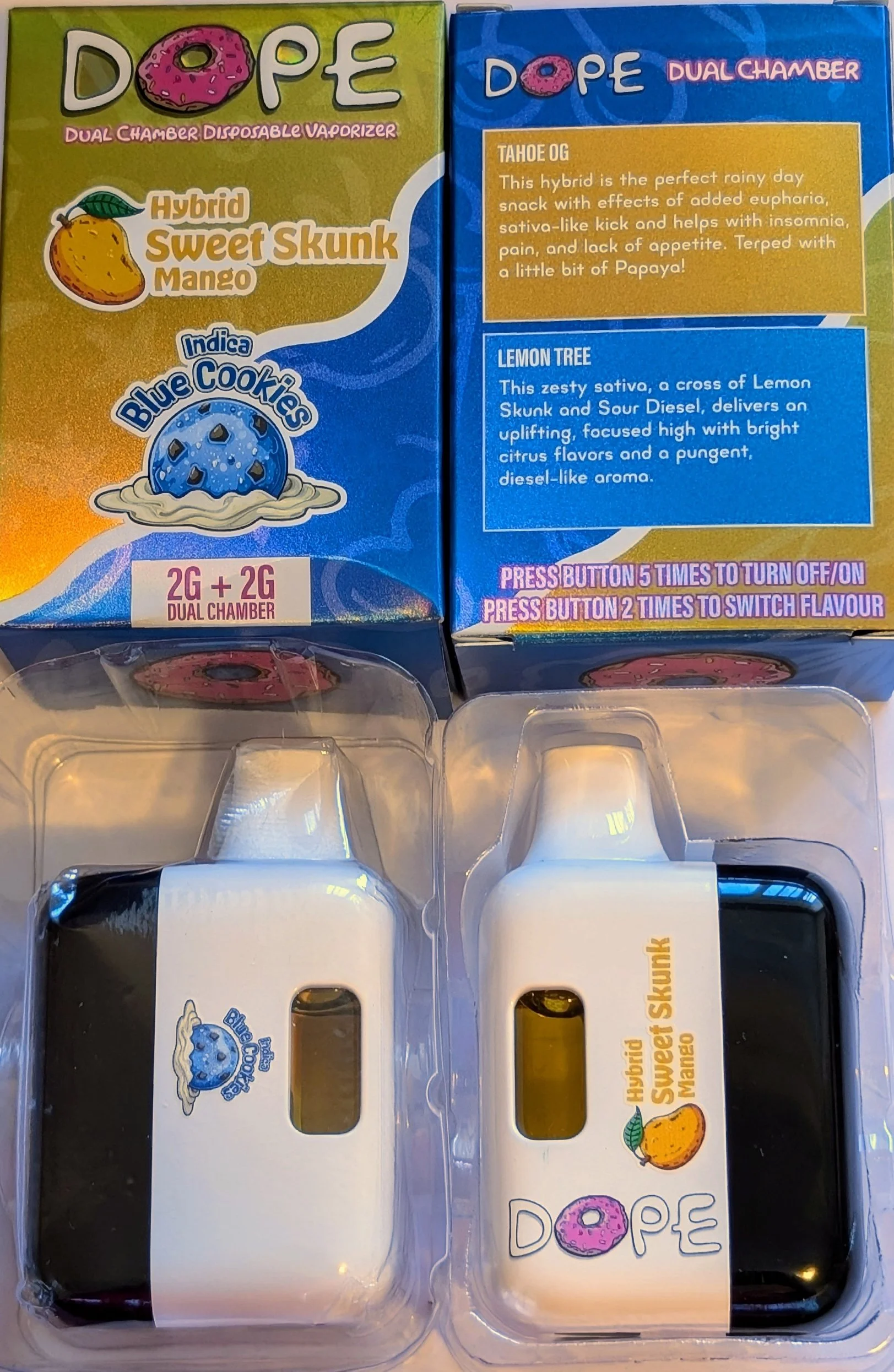 DOPE DUAL SWITCH 4G DISPOSABLES - SWEET SKUNK MANGO & BLUE COOKIES