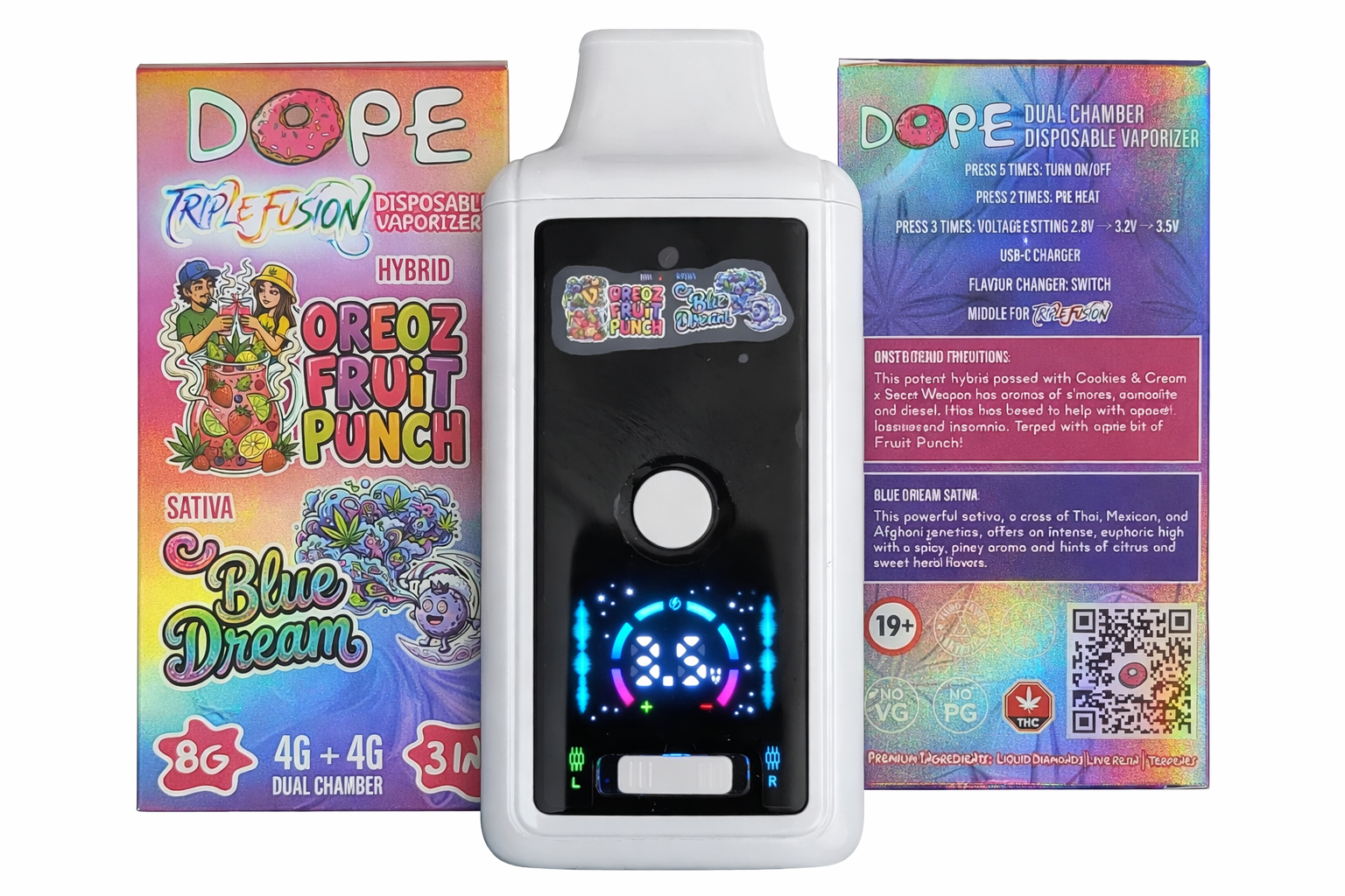 DOPE 8G VAPES - OREOZ FRUIT PUNCH & BLUE DREAM