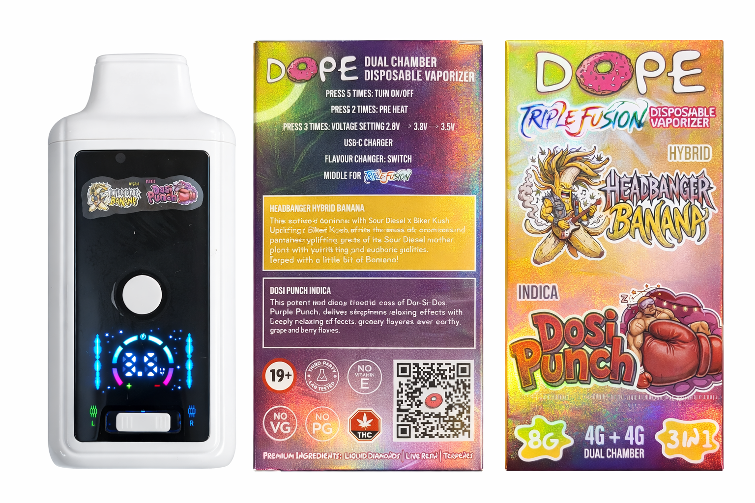 DOPE 8G VAPES - HEADBANGER BANANA & DOSI PUNCH