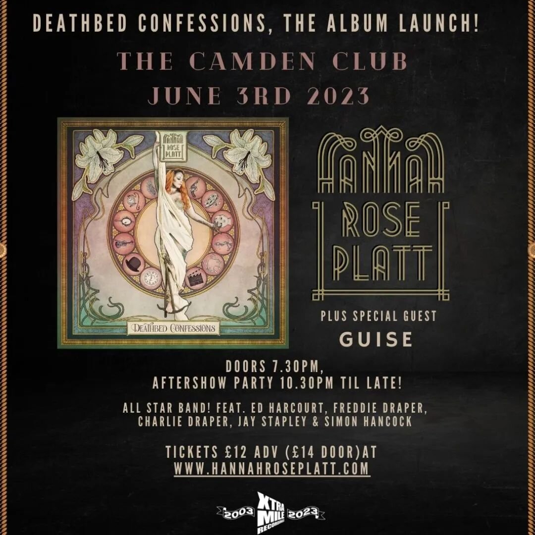 *LAUNCH SHOW ANNOUNCEMENT! *
All aboard the G Train to  @thecamdenclublondon on June 3rd to celebrate the release of 'Deathbed Confessions' (Out May 19 on @xtramilerecordings )!

I&rsquo;m honoured to be joined by a star-studded band of special guest