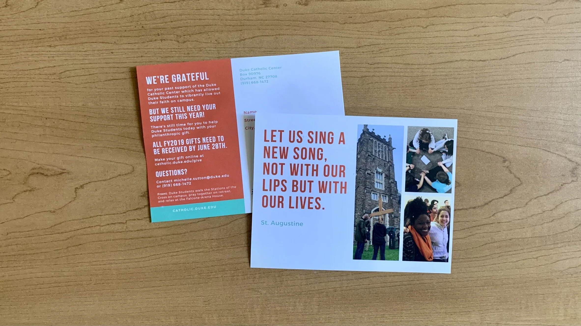 Mailed postcard for prospective donors