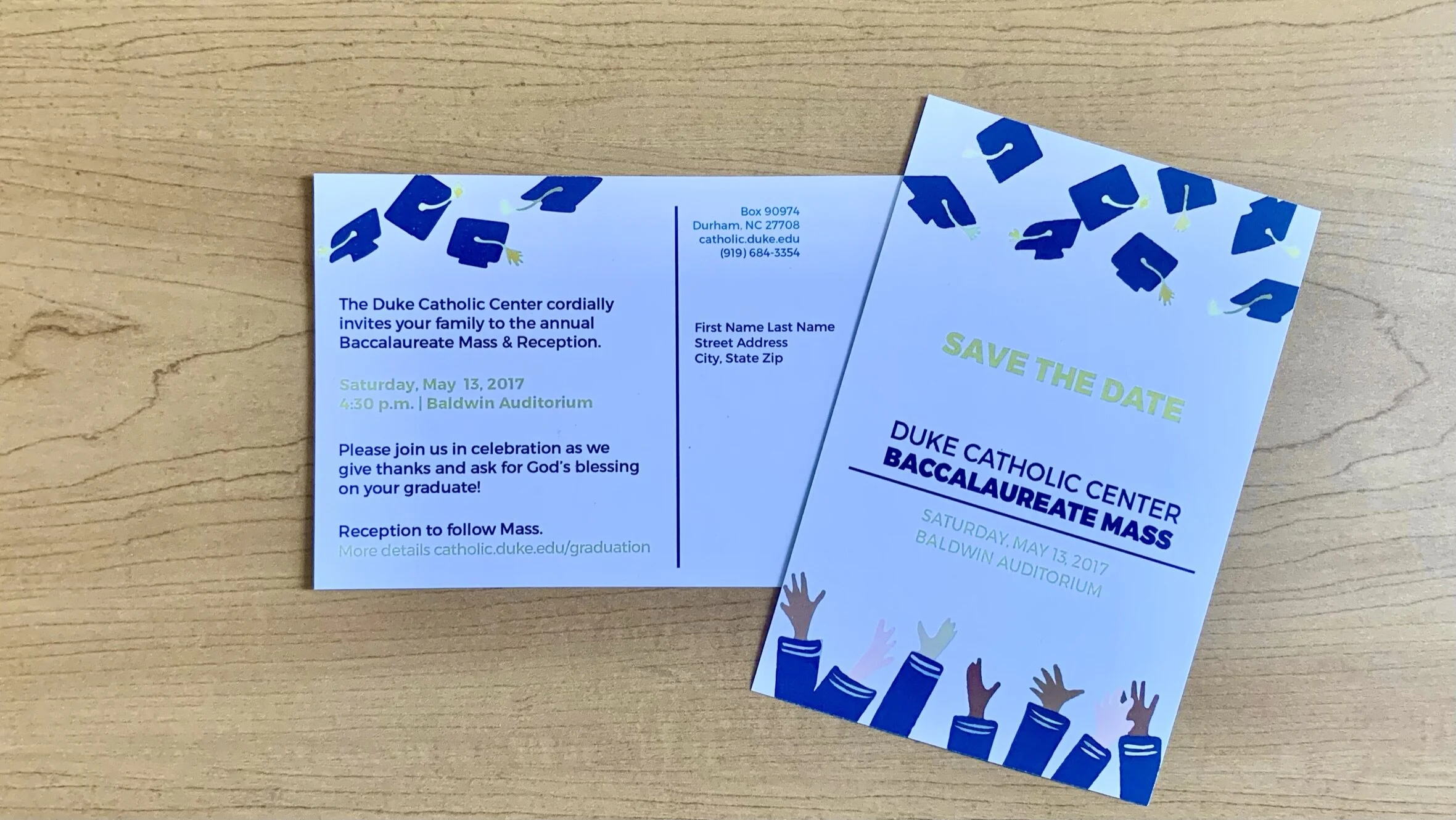 Mailed postcard invitation