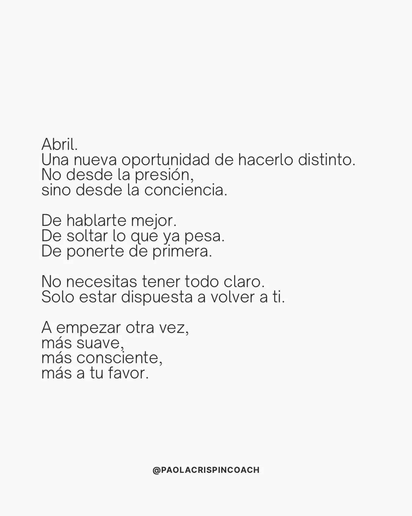 Nuevo mes.
Misma t&uacute;&hellip; pero trat&aacute;ndote mejor.

Eso ya cambia todo. 🤍