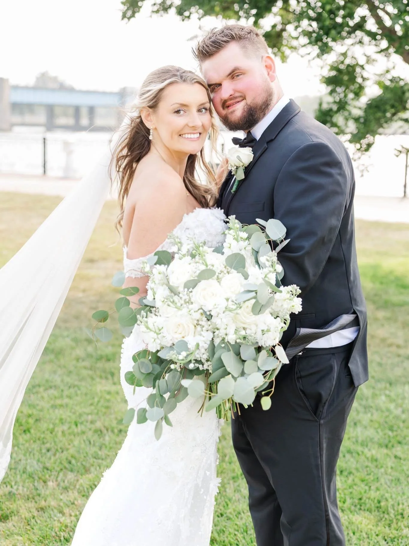 Lauren was an absolute jaw dropper on her special day!! This gorgeous bride looked like a chic fairy tale Barbie in her fully laced &amp; beaded @maggiesotterodesigns dress! We love the romantic greenery &amp; neutral colors of this wedding day! Cong
