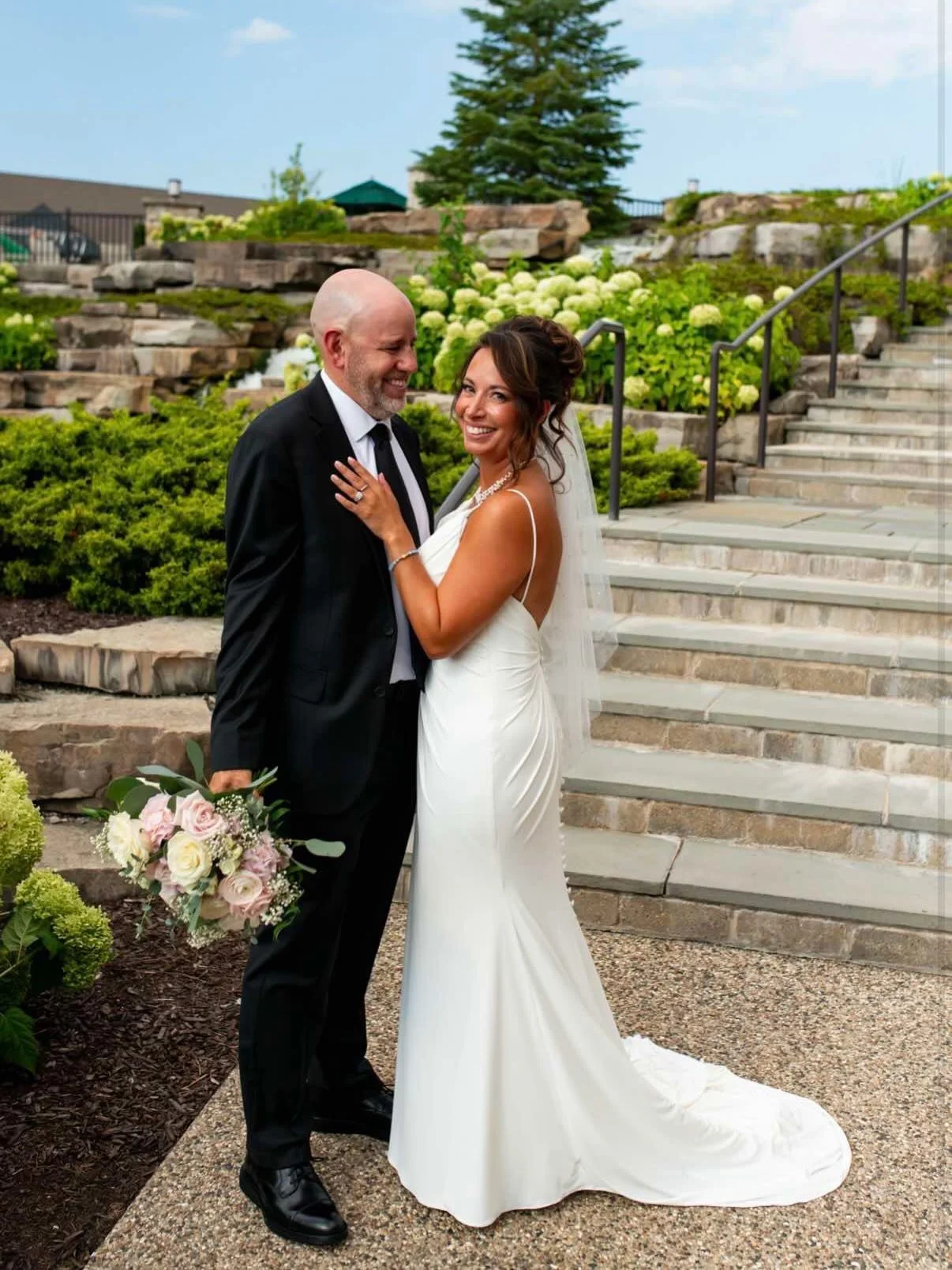 🤍Lisa &amp; Jason🤍 These two not only looked so sharp &amp; classic, but also look absolutely smitten with each other! The smiles say it all! Lisa was such a stunning bride in her clean &amp; modern @maggiesotterodesigns dress! Sending all the happ
