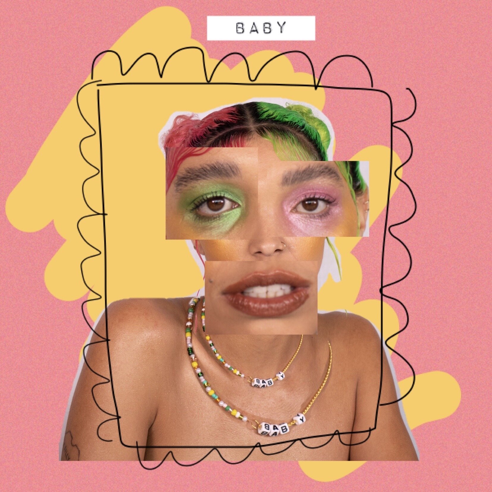 "baby" necklace (mix beads + chain)