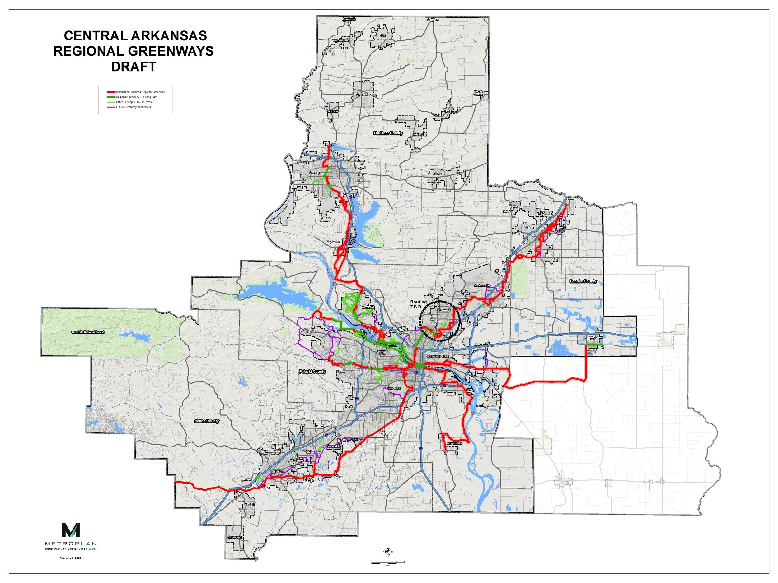 Interactive Map Central Arkansas - Regional Greenway Draft