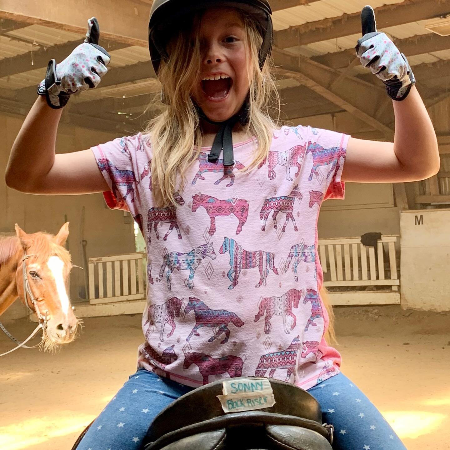 Havin&rsquo; a blast at Horsemanship Camp!  Of yeah...we ride facing front too 🤪🐴❤️🤠