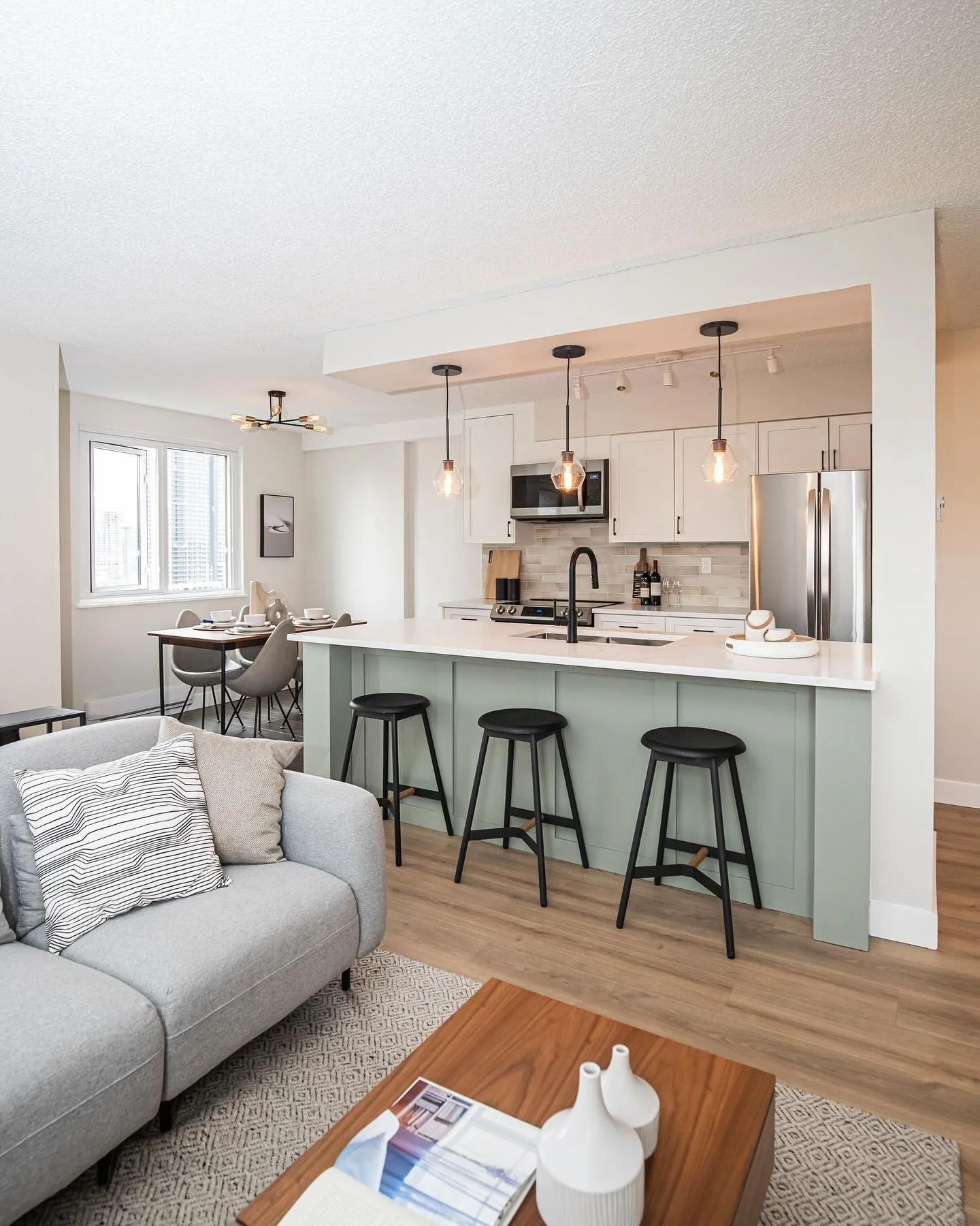 KITCHEN Culinary adventures await. We removed the wall to create an open concept for our client&rsquo;s #burnaby condo. Budget was important &hellip; we provided advice and design to meet their needs. SWIPE 👉 for the #beforeandafter