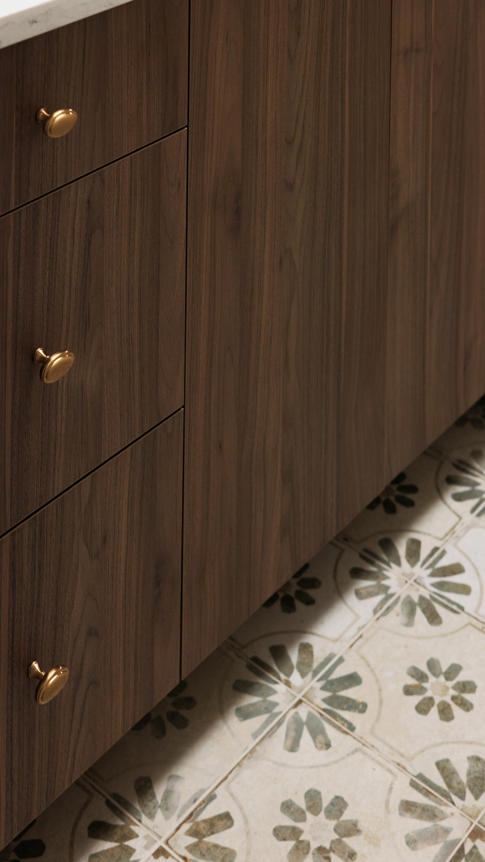 Close Up of Floral Bathroom Tiles