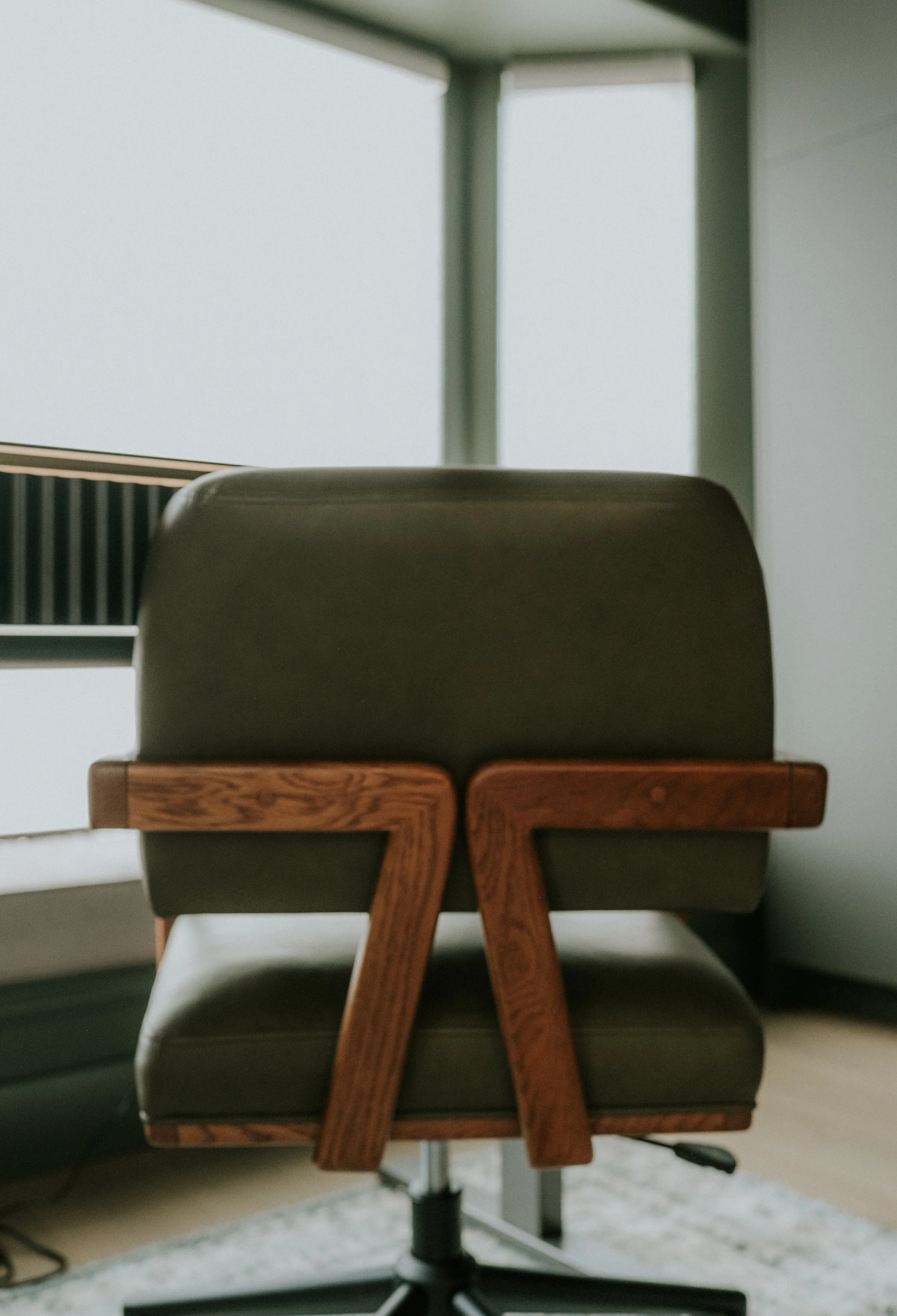 Mid Century Office Chair with Modern Wood Details
