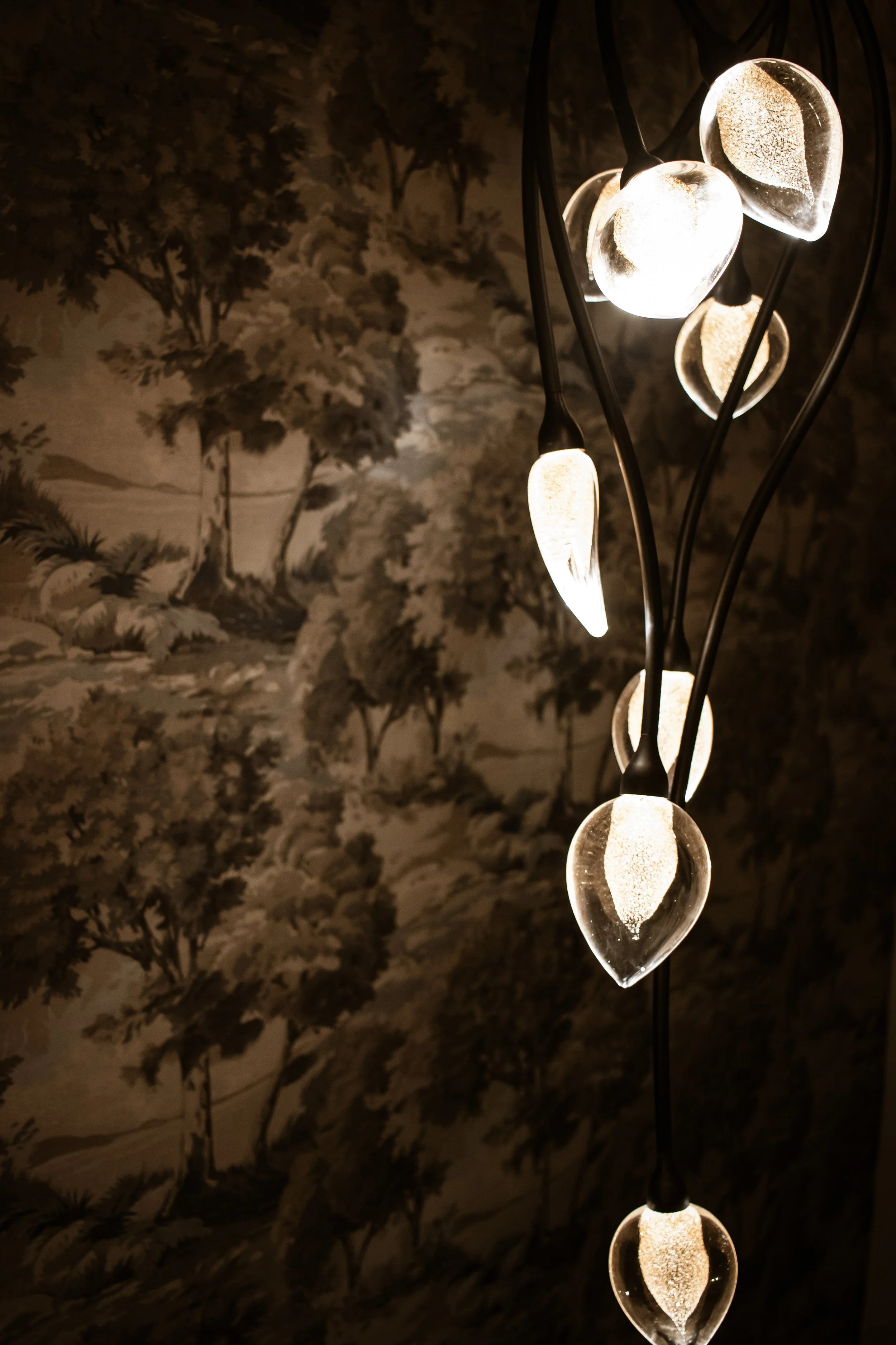 Light Fixture and Wallpaper Design Up Close